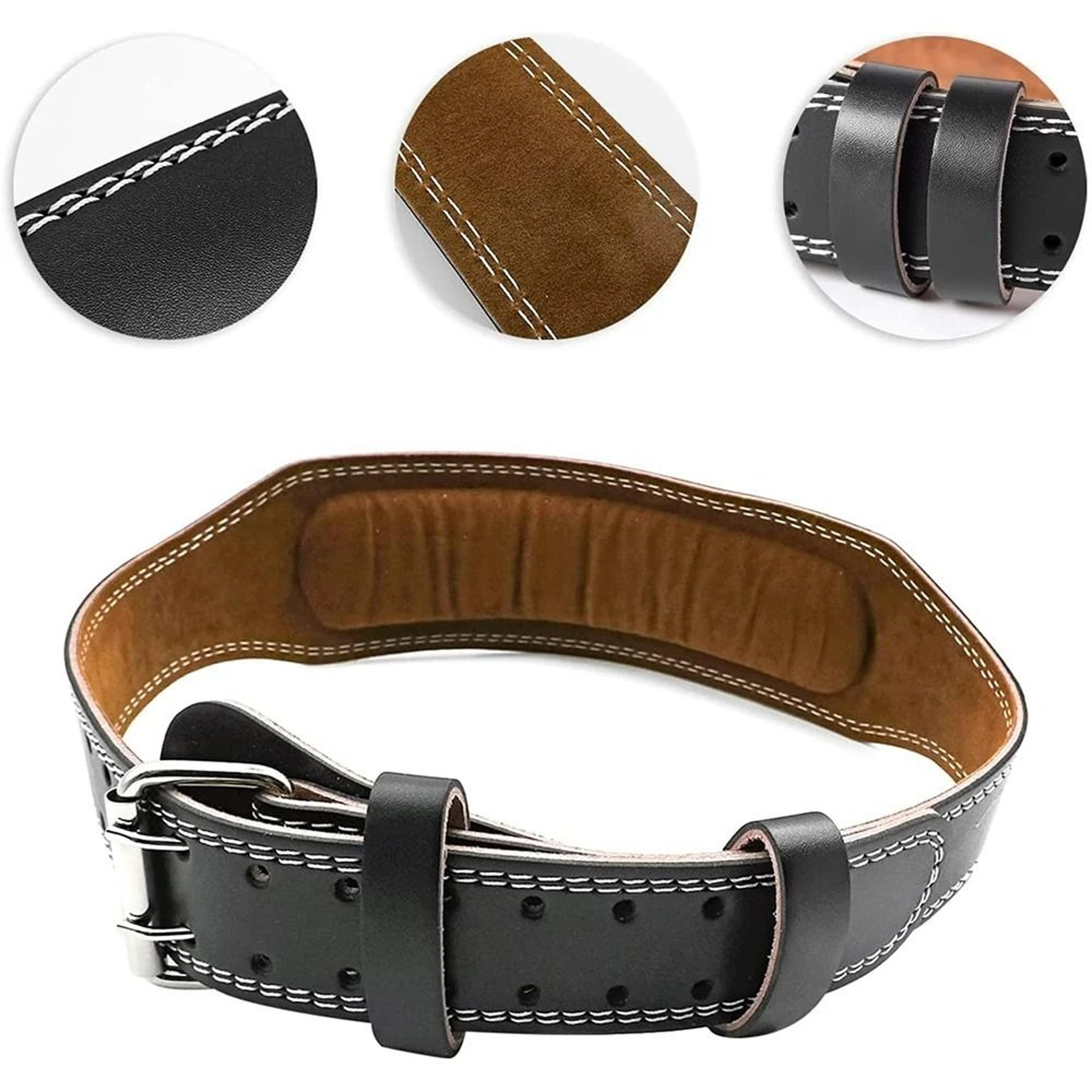 leather weightlifting belt and wide lumbar support gym wrap
