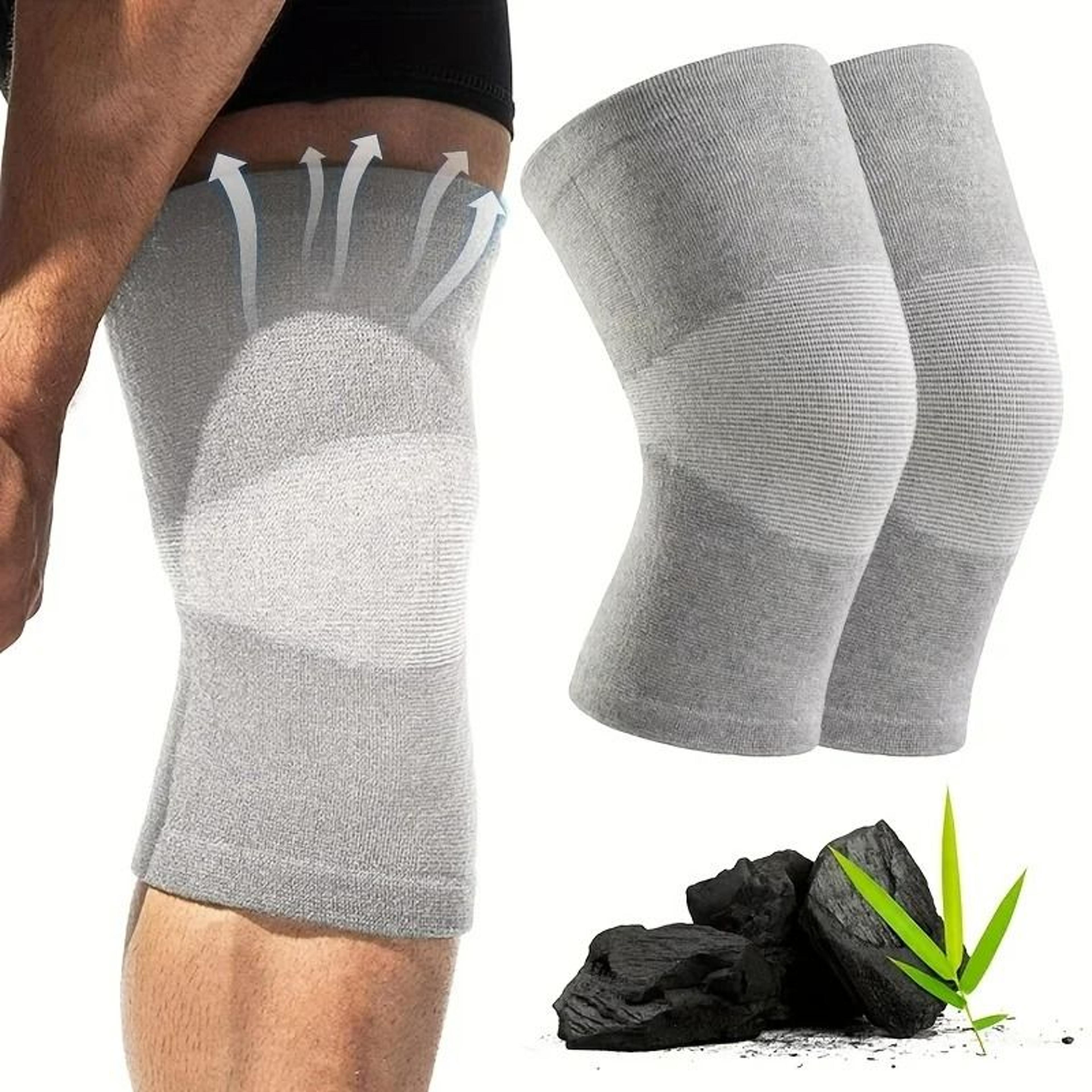 charcoal knitted warm knee compression sleeves and elasticated bandage support