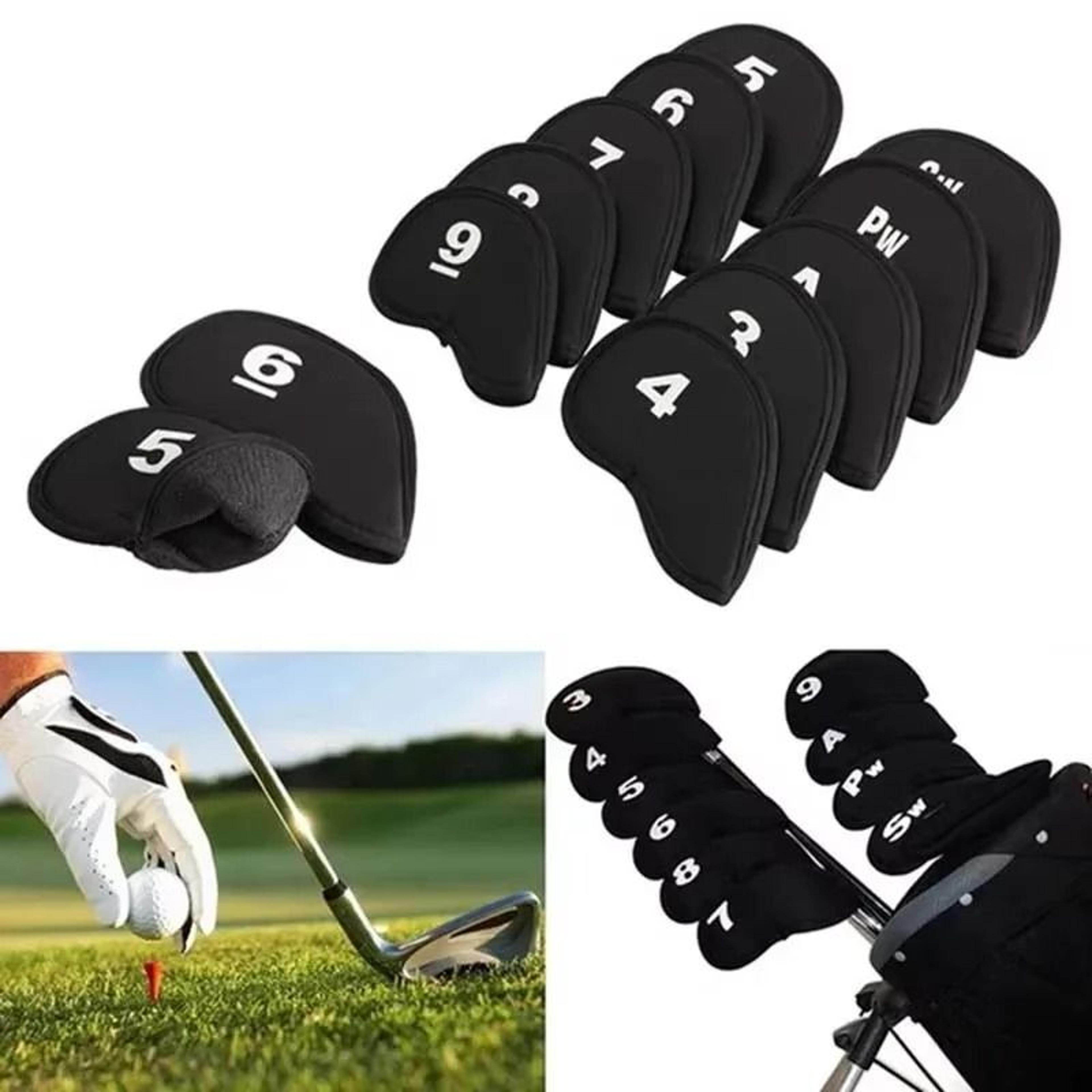 10-piece portable golf club iron head covers set