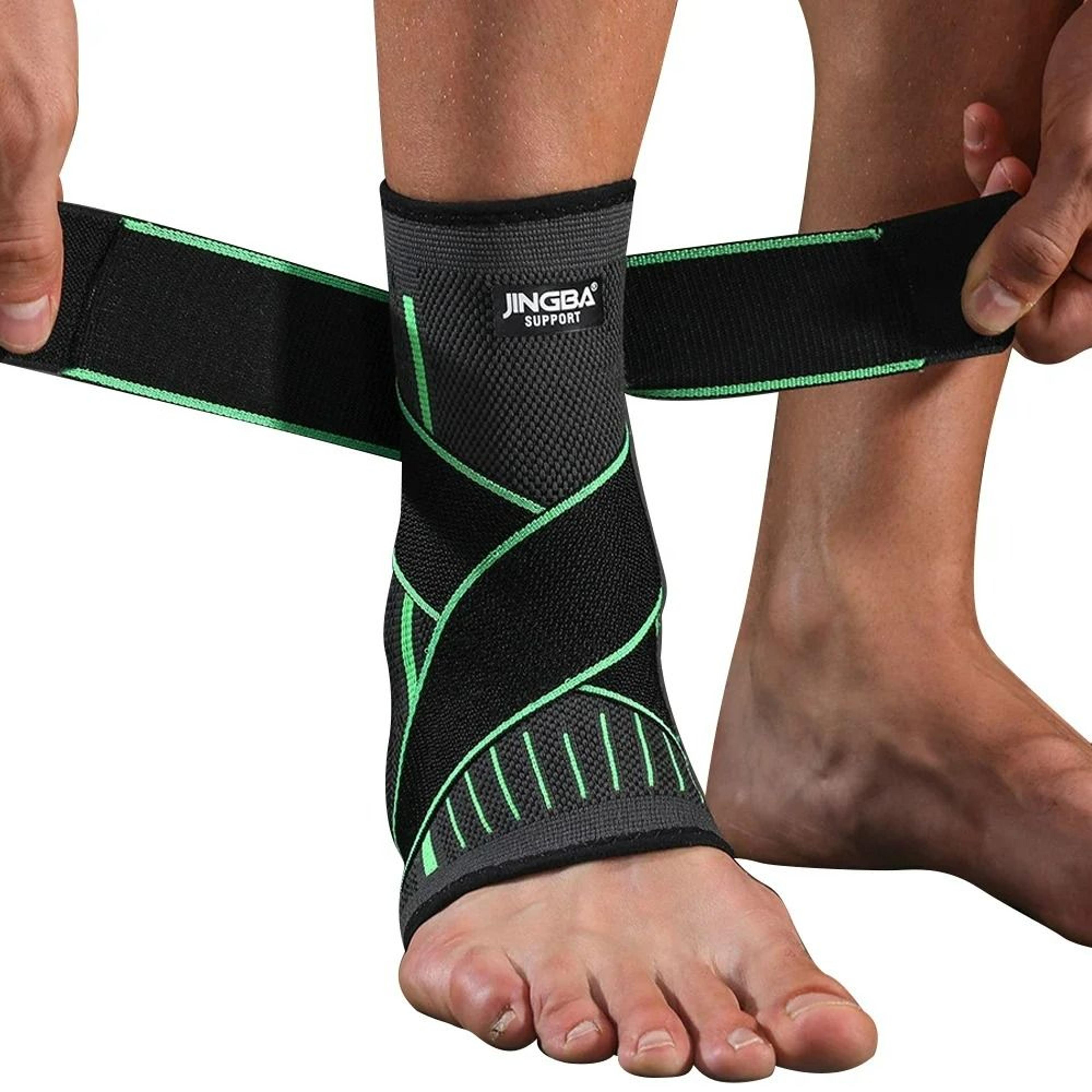 ankle brace compression sleeve with adjustable support strap