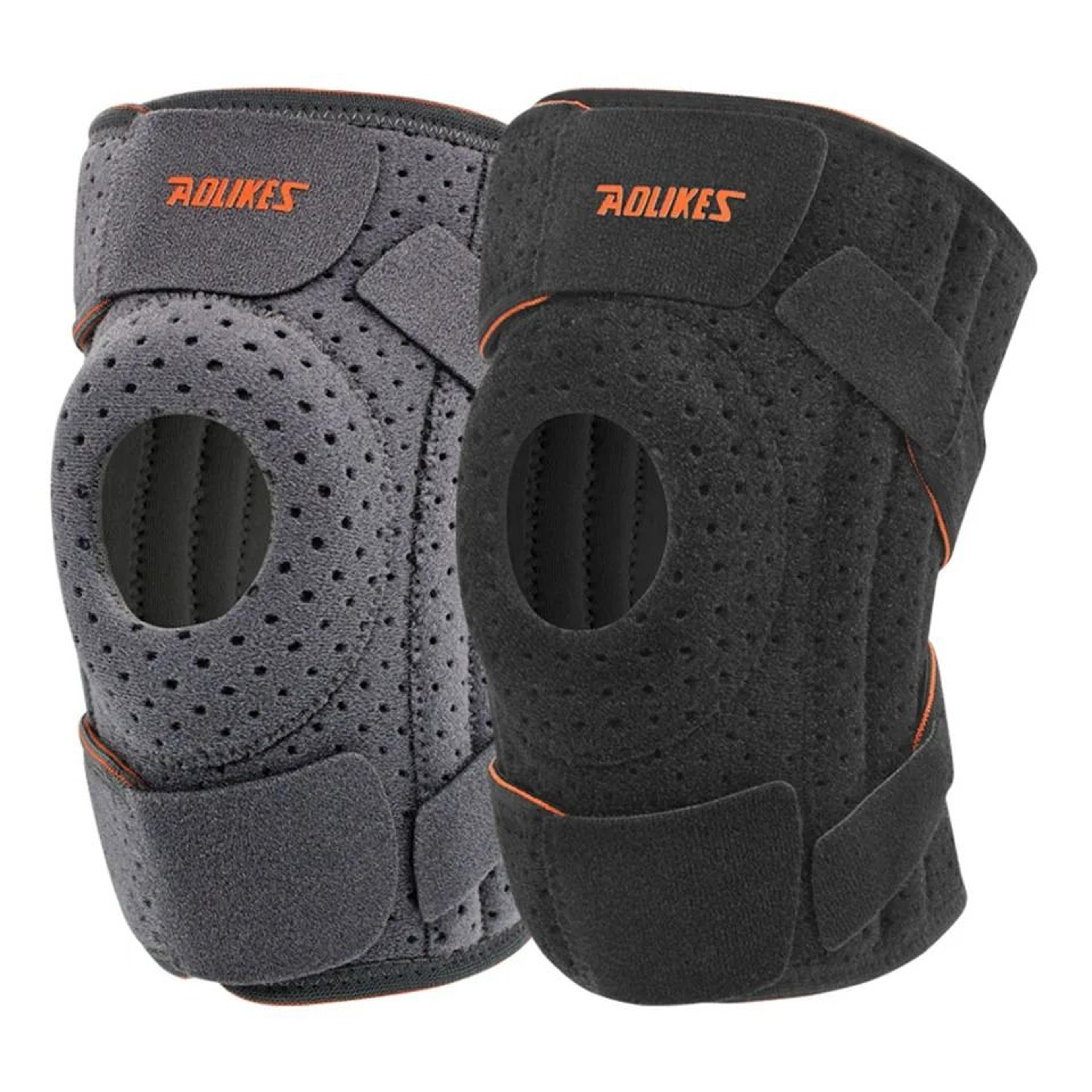 breathable sports knee support sleeve with patella gel pads and side stabilizers (1 pair)