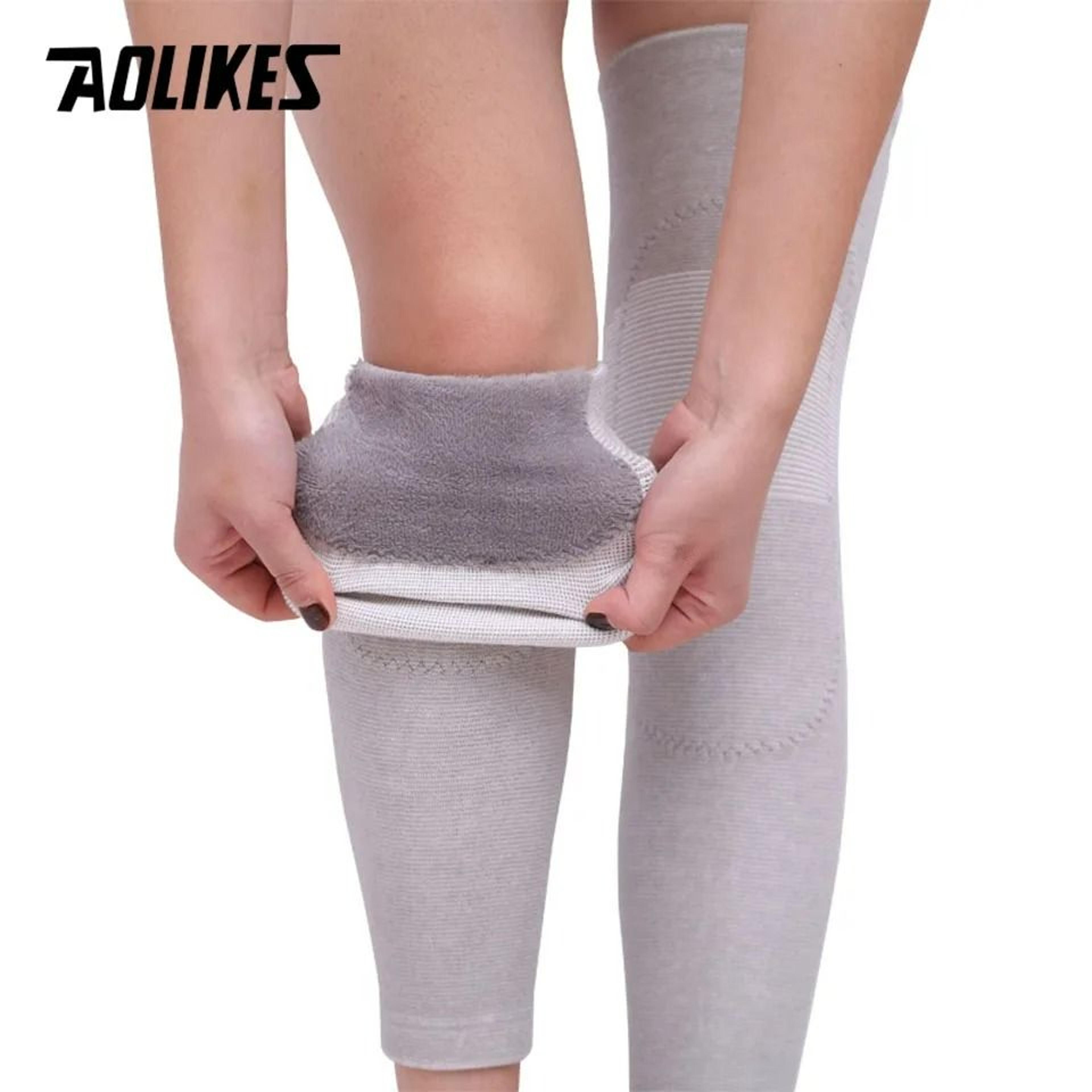 long plush knee and calf support sleeves for joint warmth and arthritis relief (1 pair)