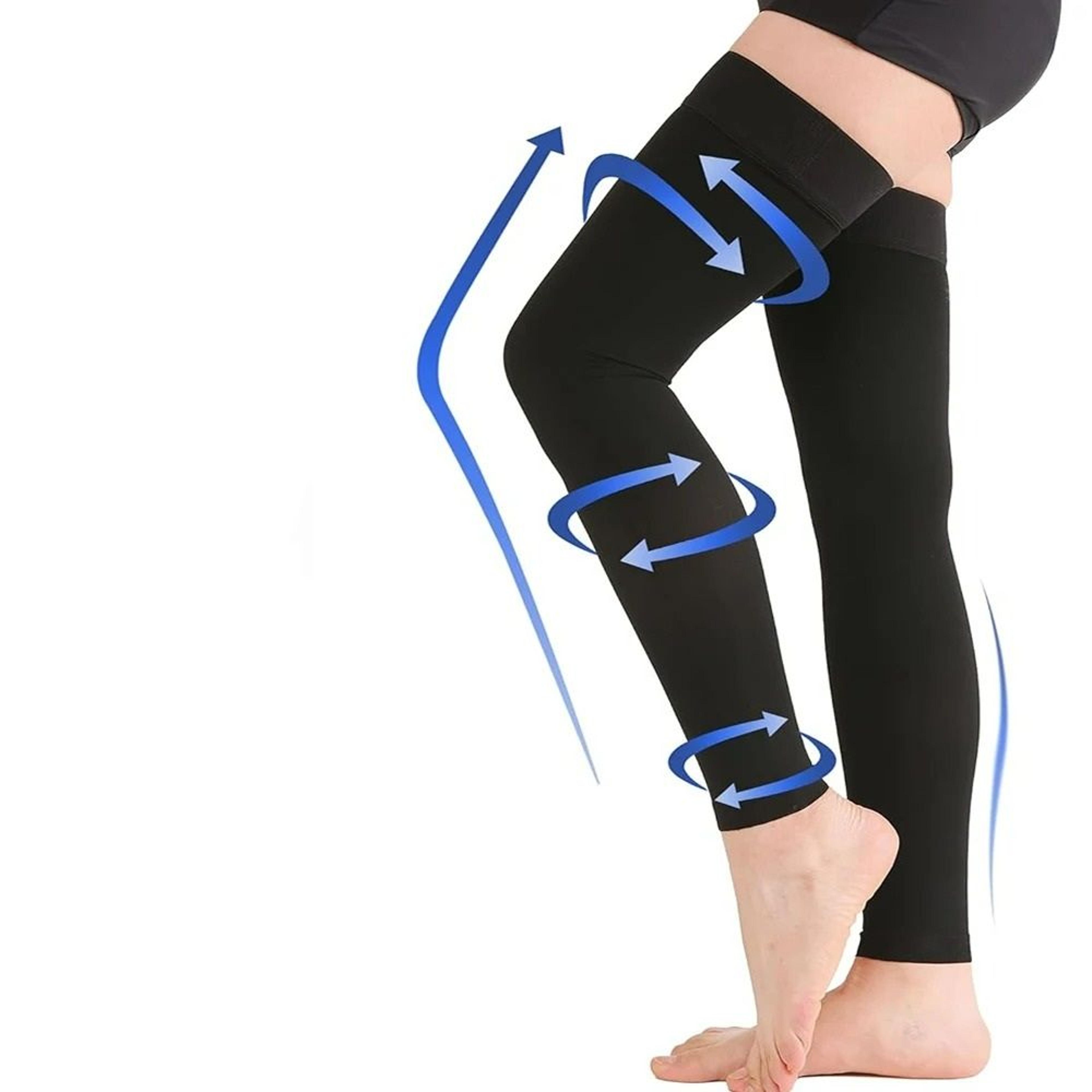 thigh-high footless compression stockings with silicone grip (1 pair)