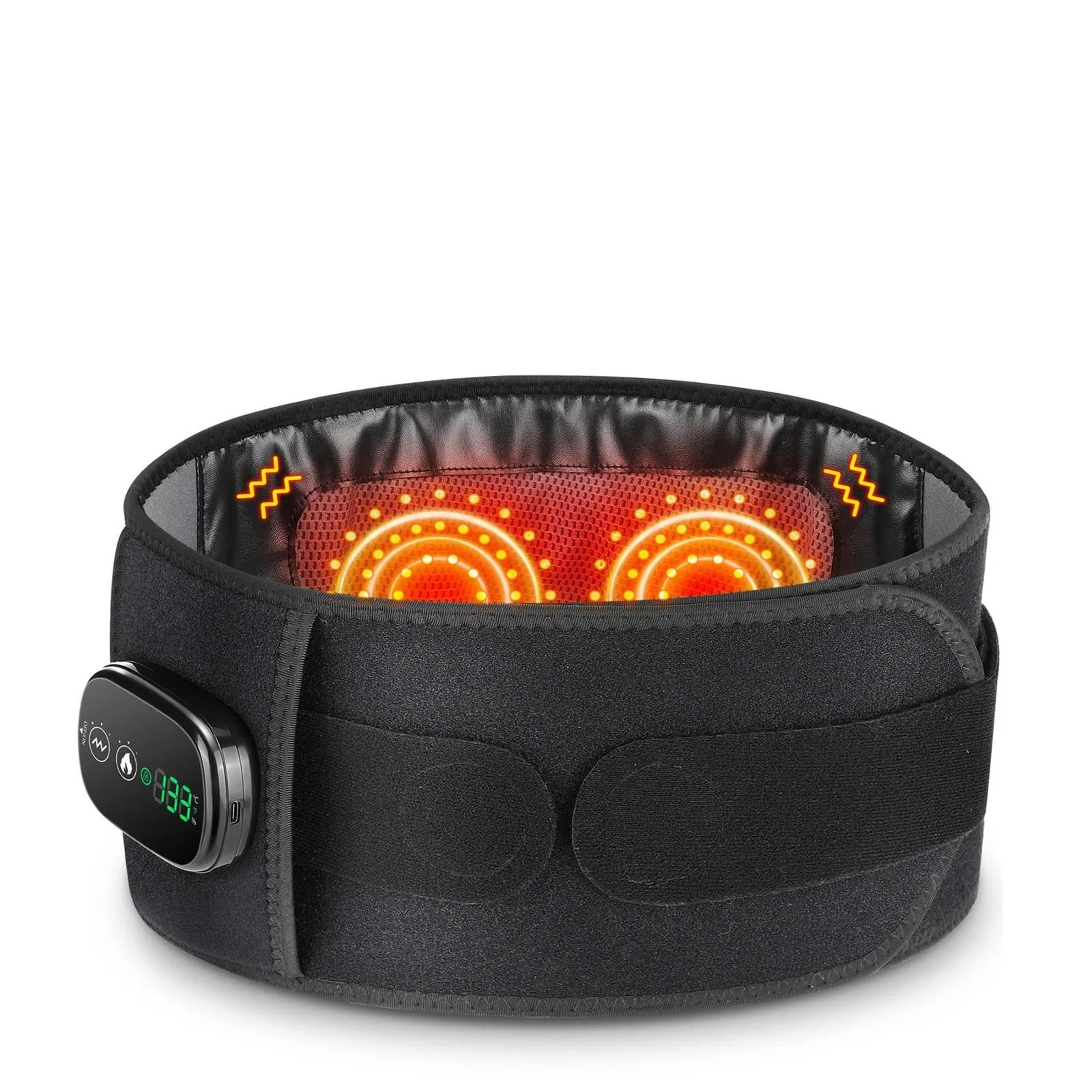 inflatable lumbar support belt with heat & vibration therapy
