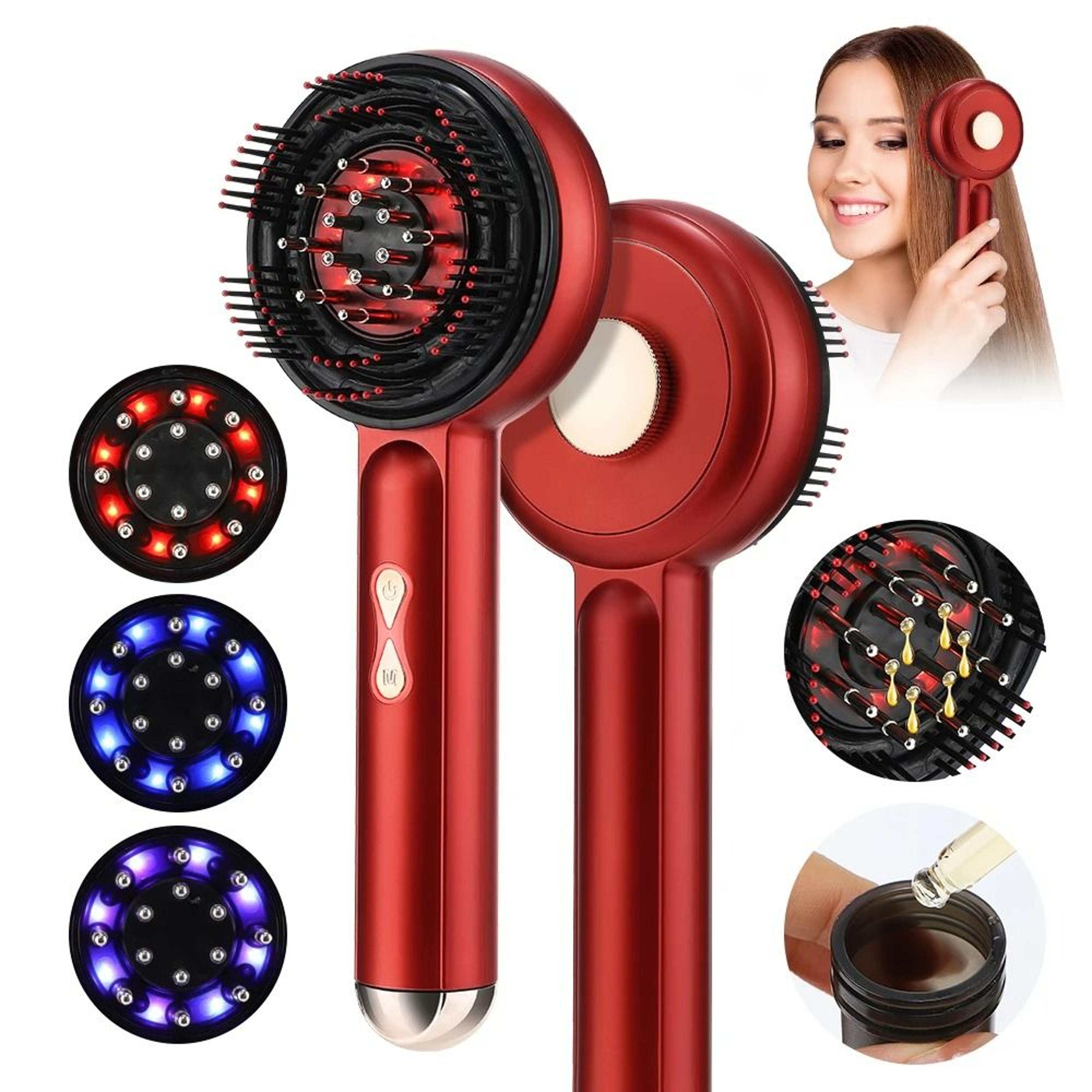 electric scalp massager & red light hair growth comb with serum applicator