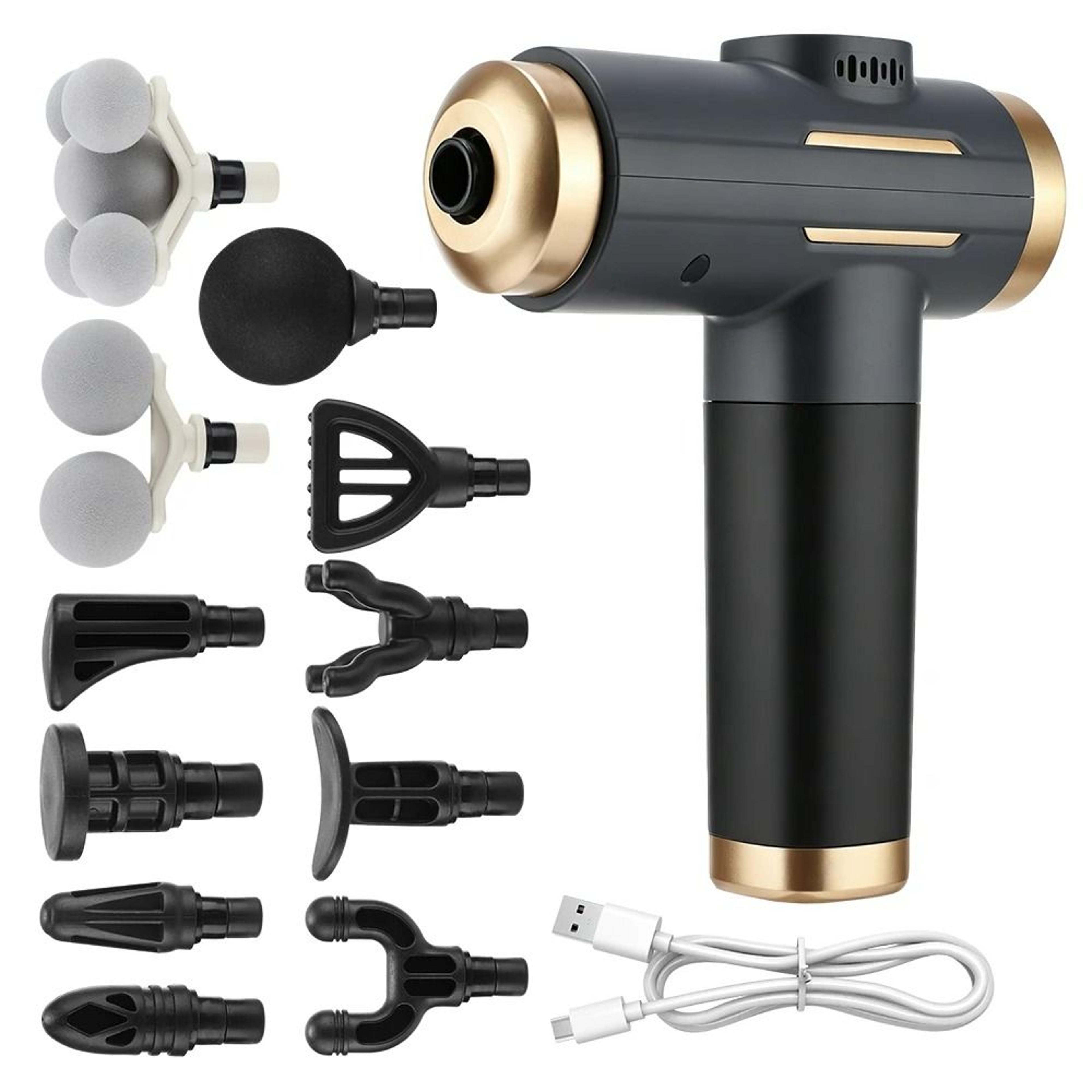 deep tissue percussion massage gun with lcd touchscreen & 11 attachments