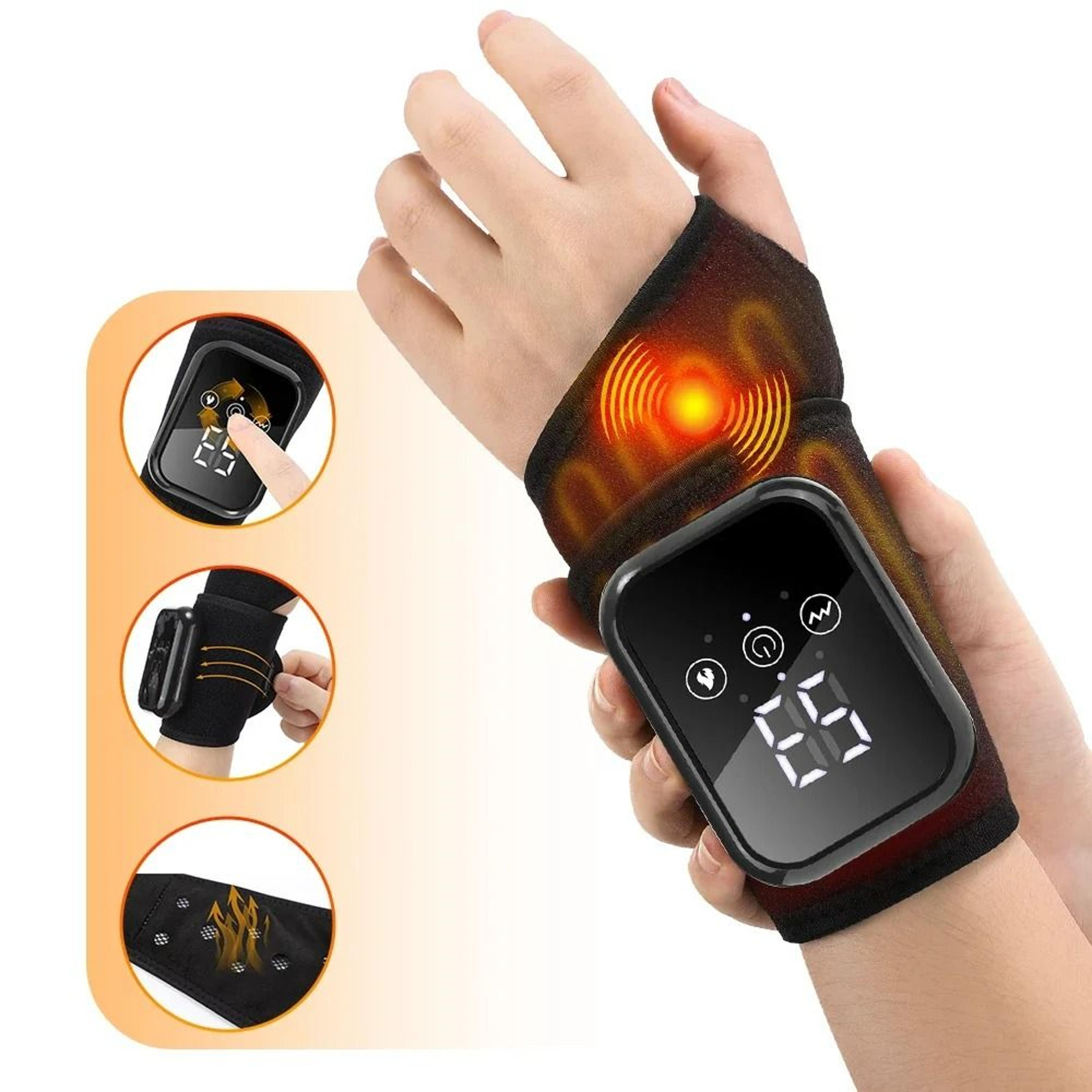 electric heated wrist massager with 3-level hot compress & vibration