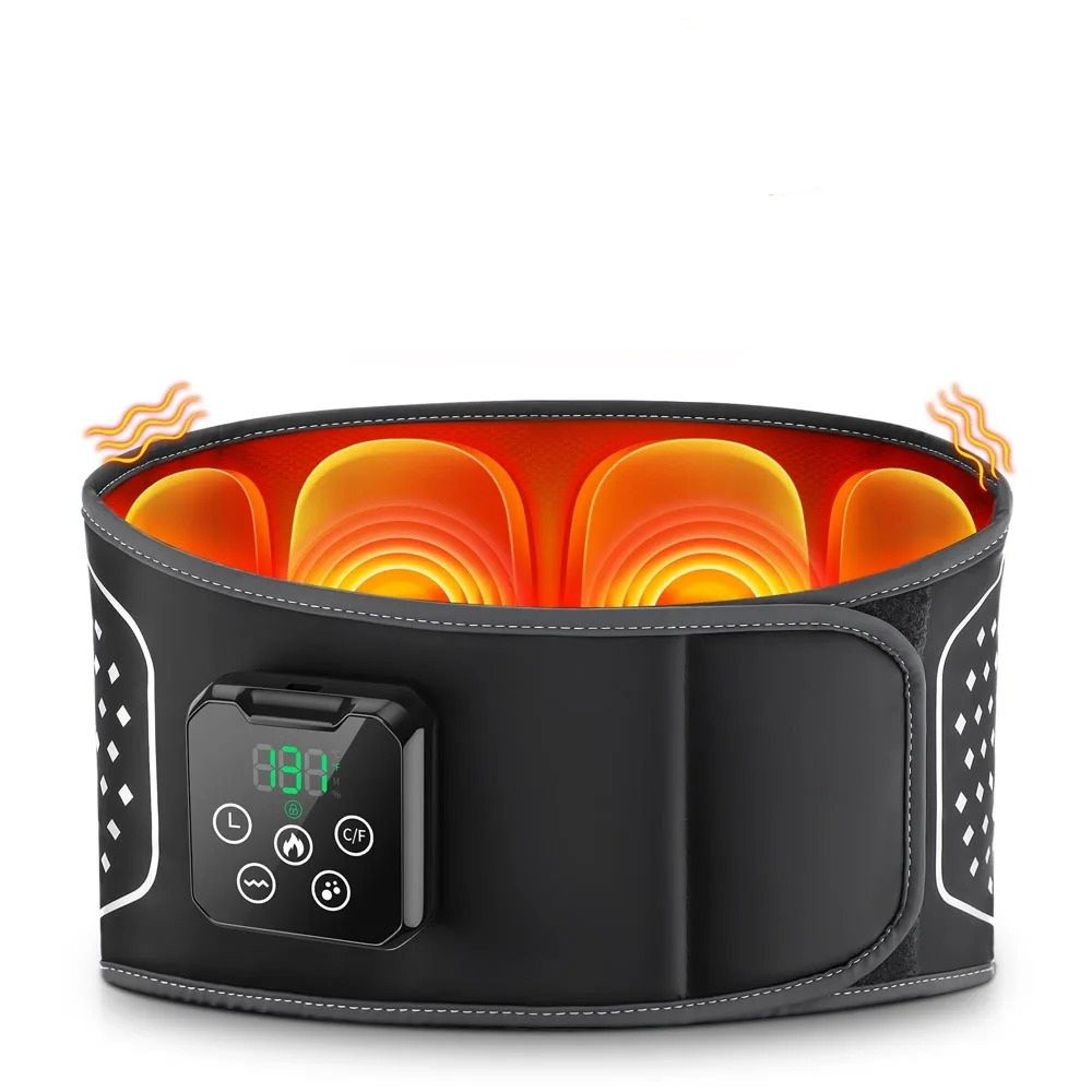 inflatable lumbar support belt with heat & vibration massager