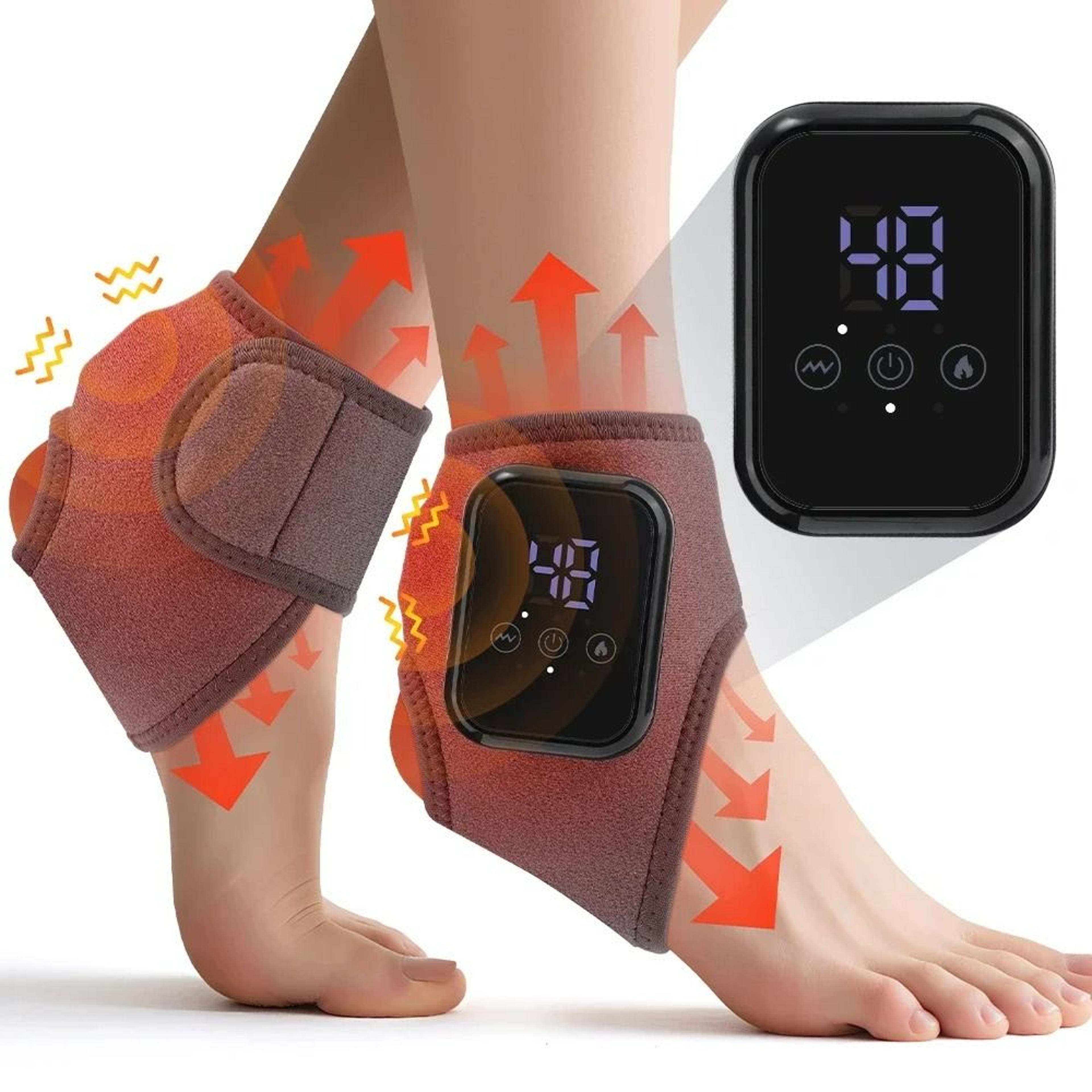 cordless heated ankle massager brace with 3 vibration modes (2000mah)