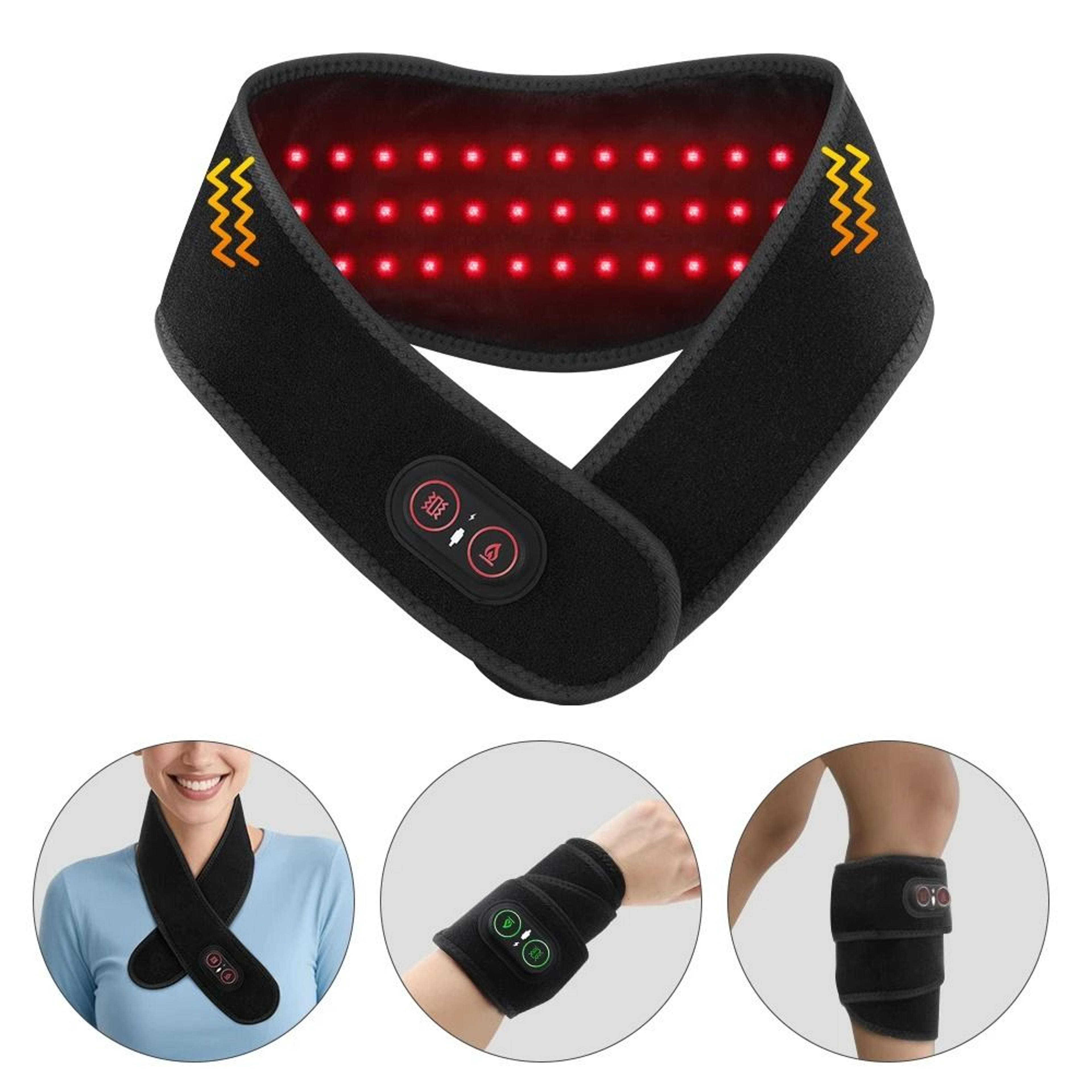 cordless electric red light neck massager with heat & vibration (36 leds / 660nm)
