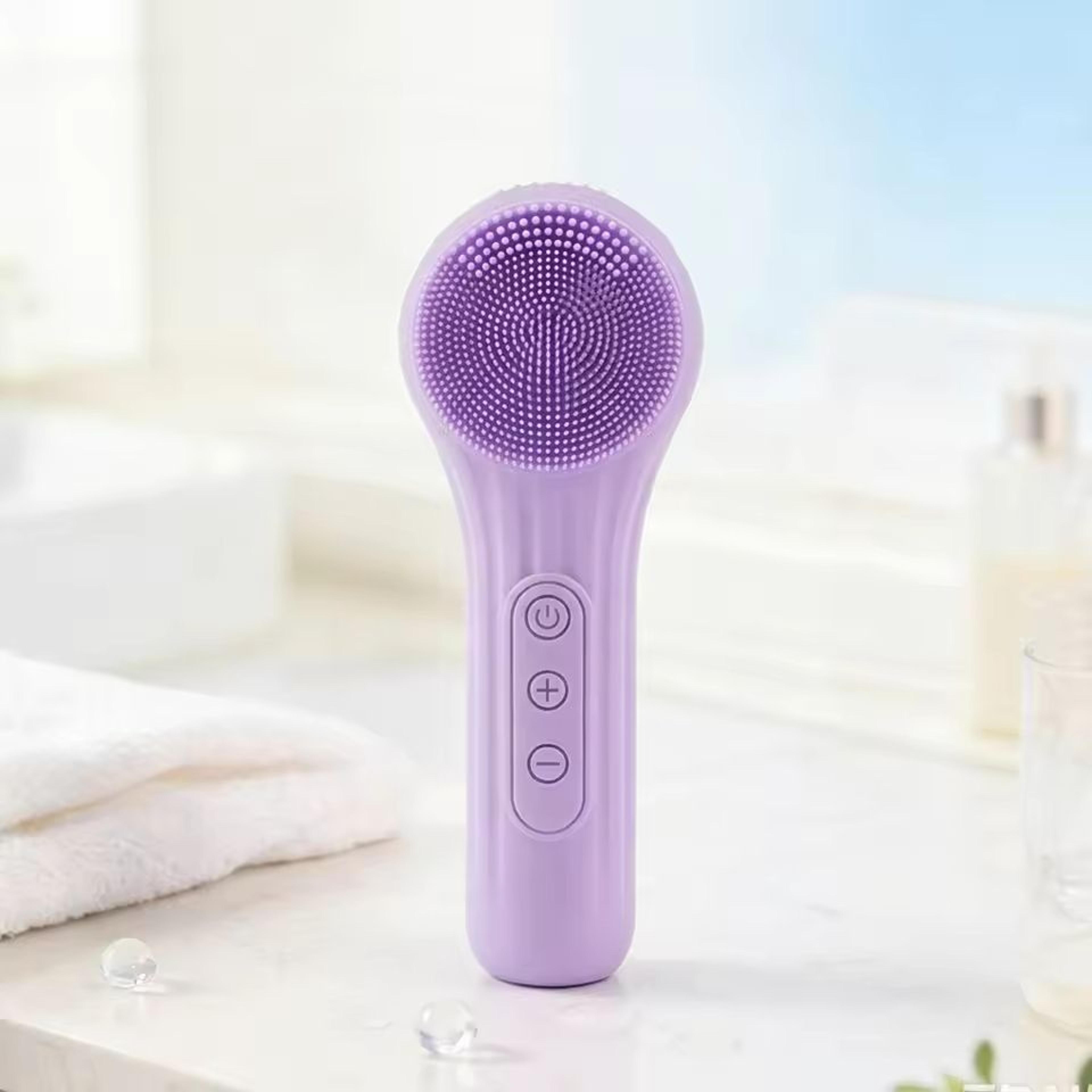 silicone electric sonic facial cleanser brush with heat massage