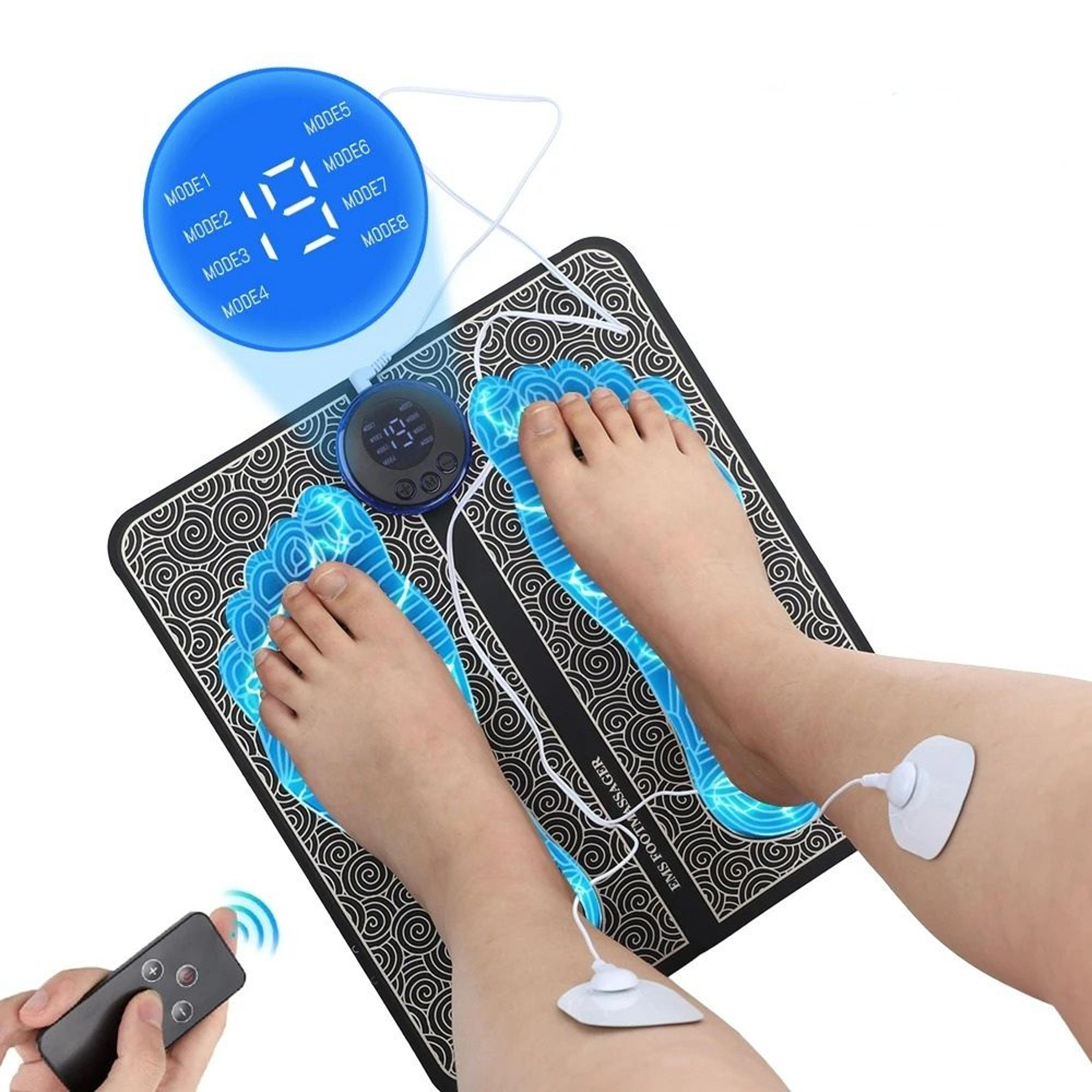 electric tens & ems foot massager pad with remote control & body electrode patches