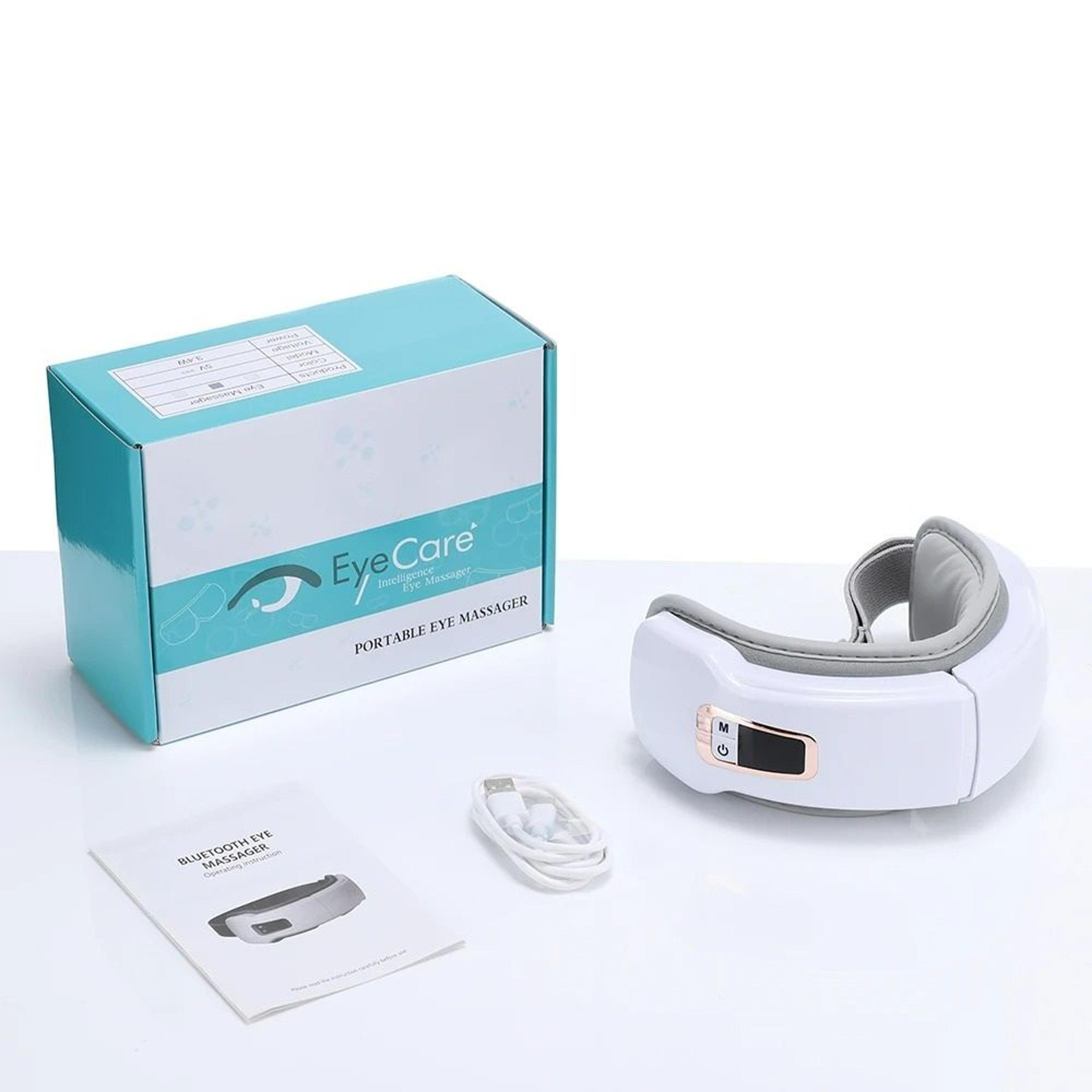 smart electric eye massager with airbag compression, heat, & bluetooth music