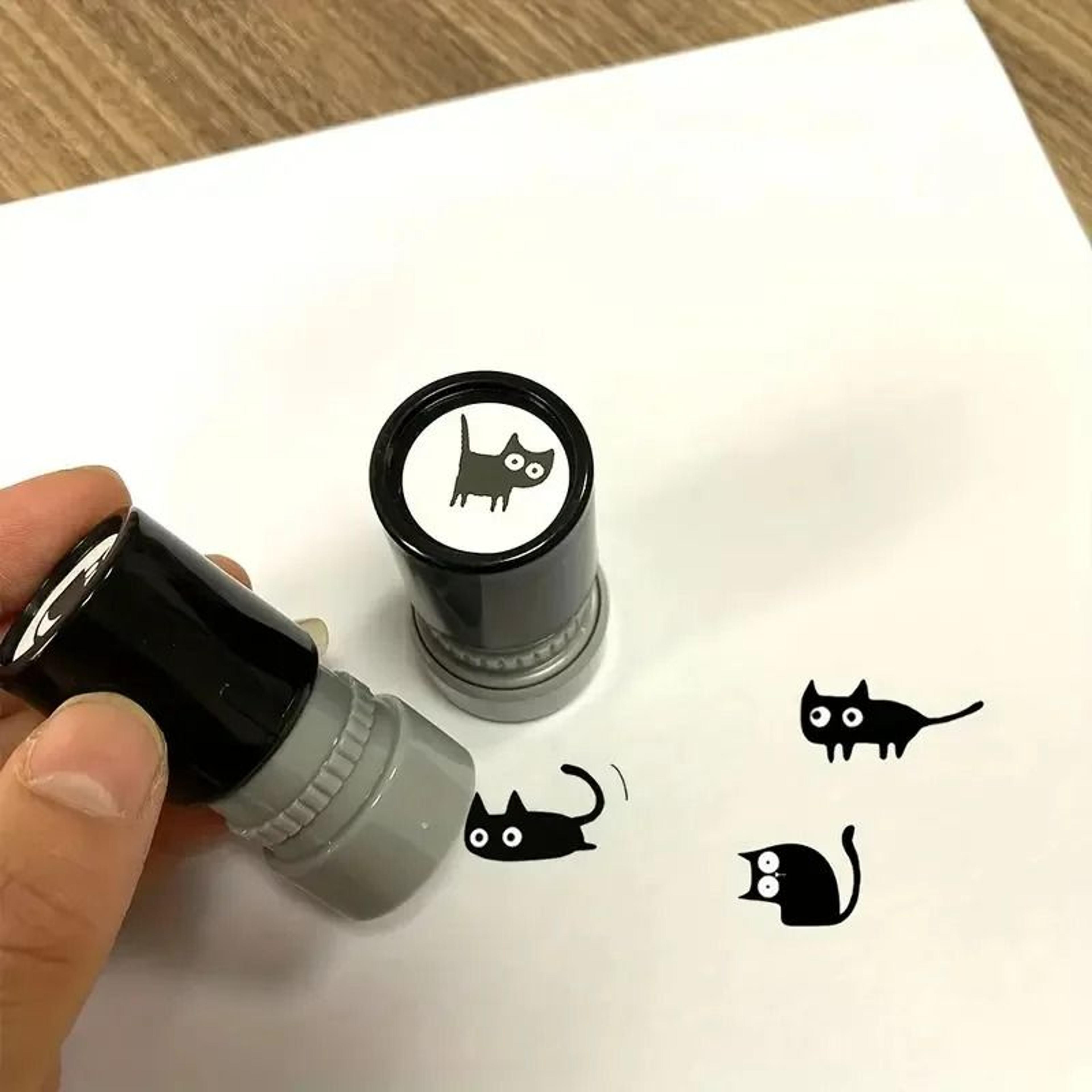 cute cartoon small black cat decorative diy stamp
