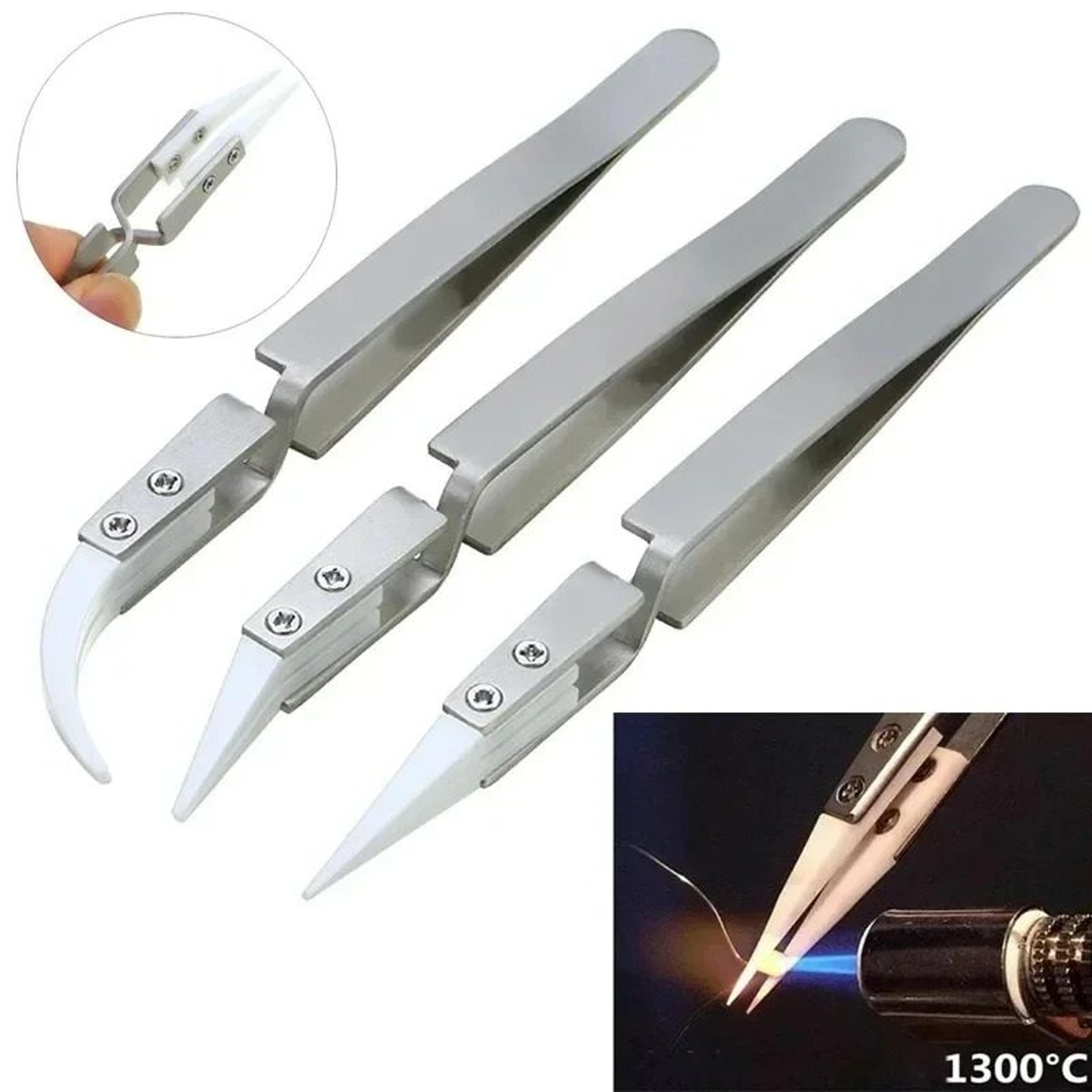 elite 3-piece ceramic tip labor-saving reverse soldering tweezers