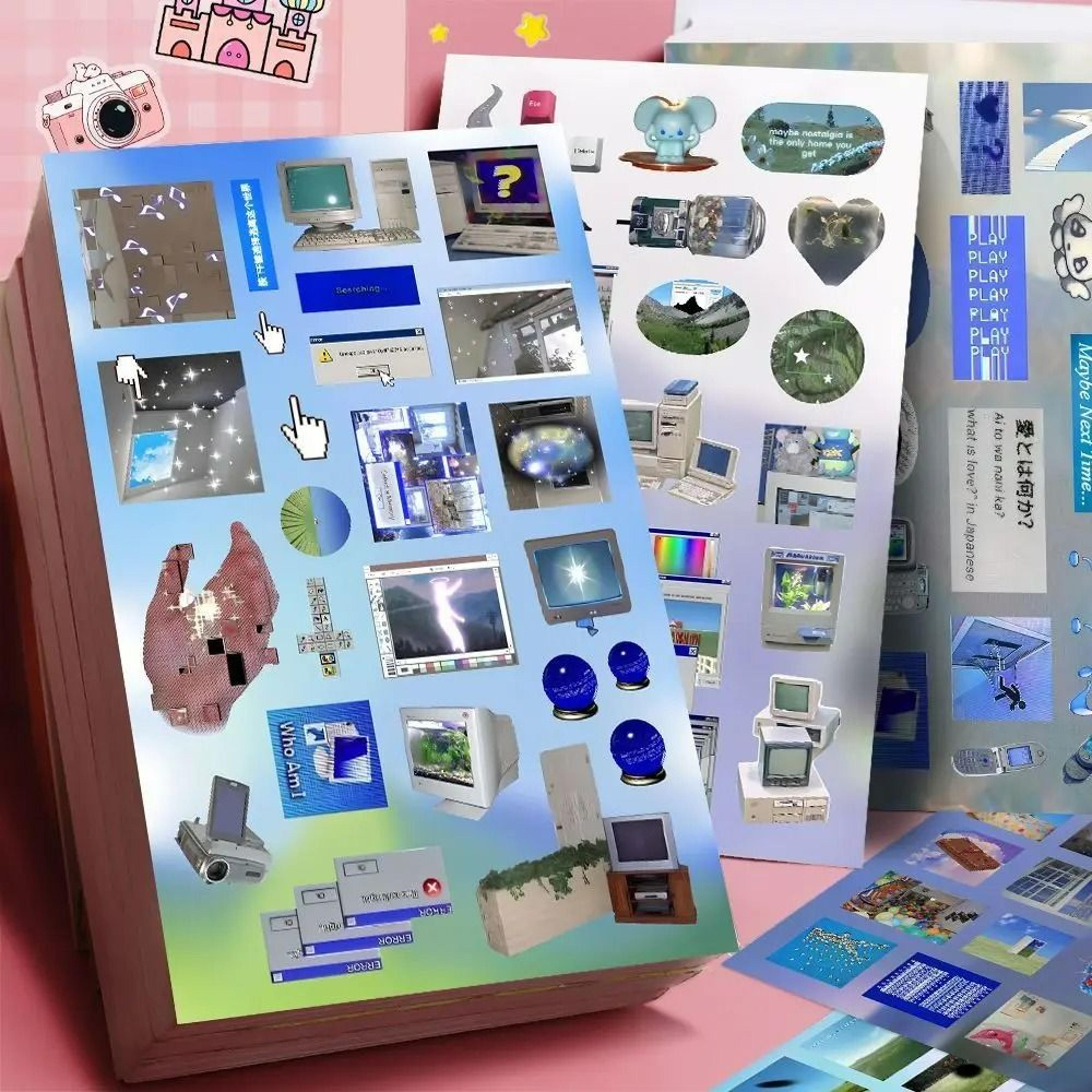 8-sheet y2k gen z electronic memories retro dreamcore sticker set