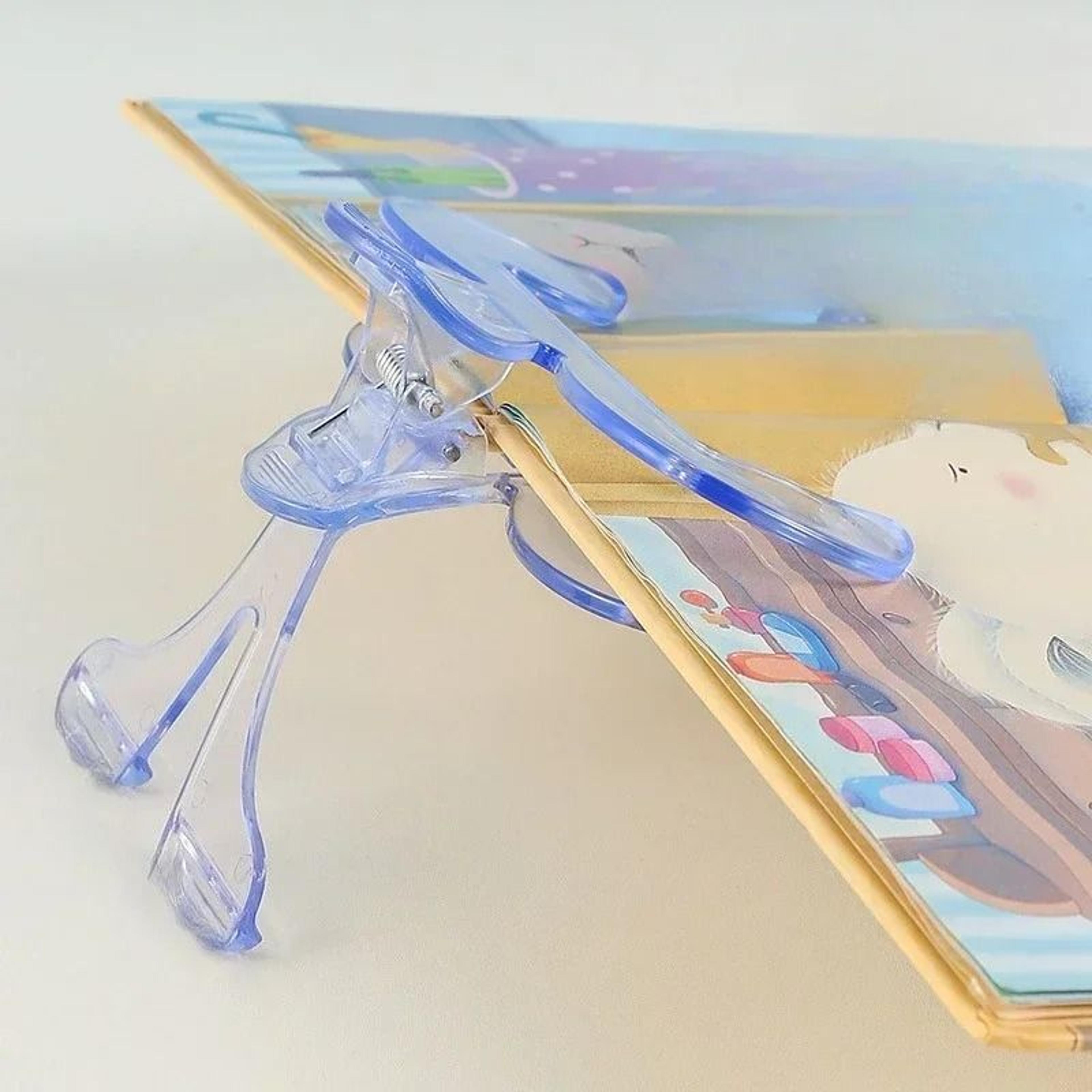 transparent plastic book clip with hands-free stand