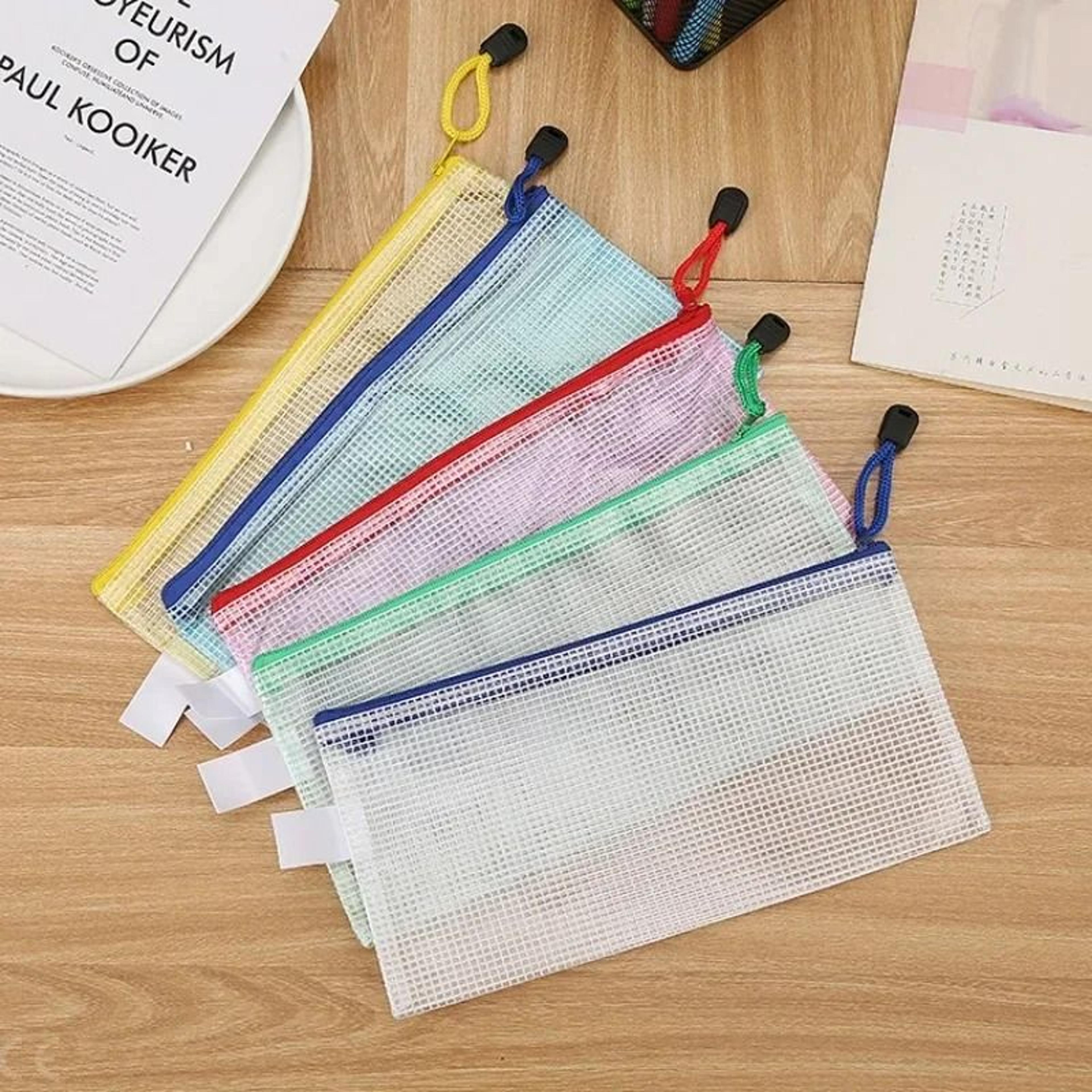 5-piece mesh zipper document storage pouch set