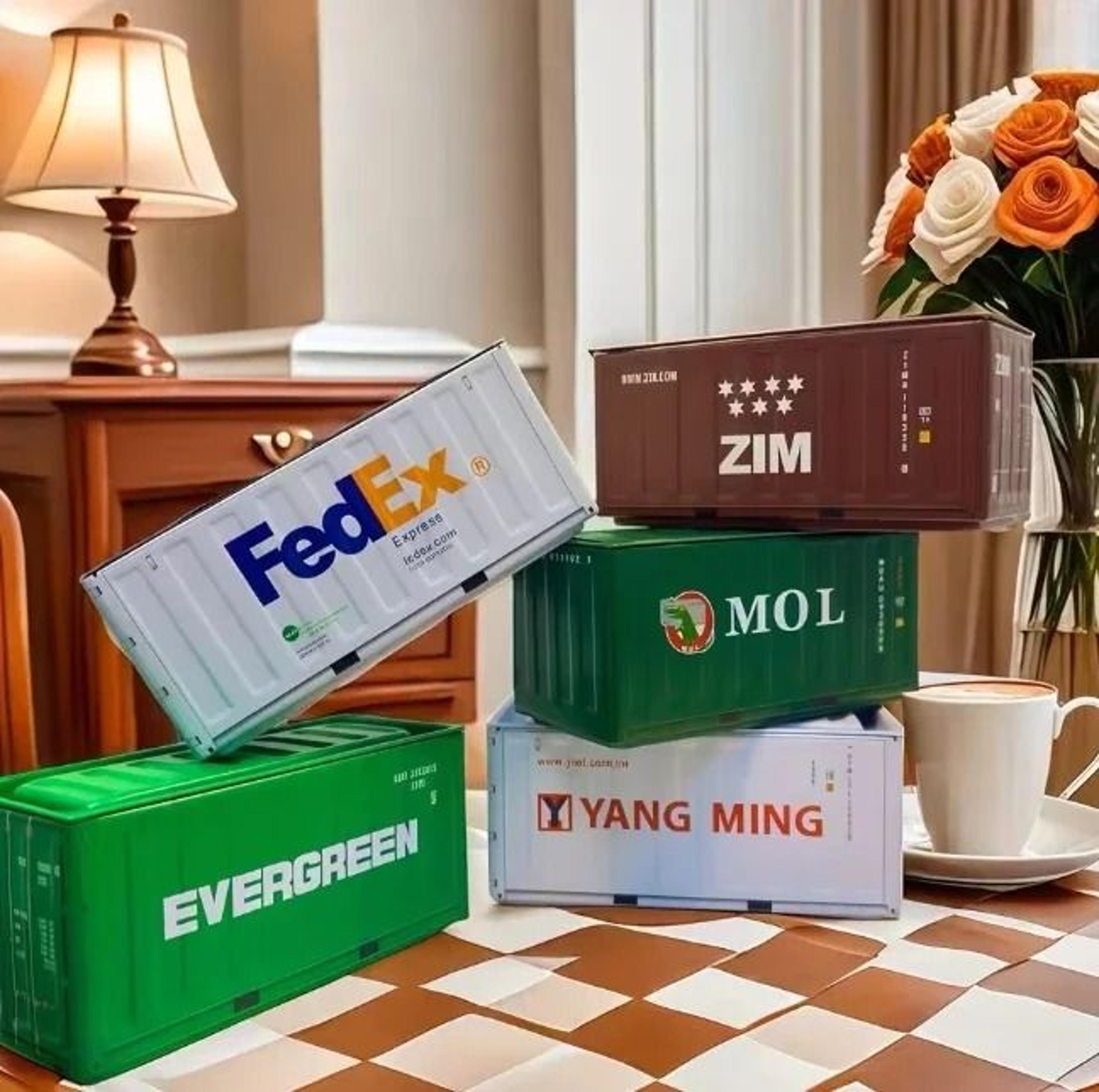 miniature industrial shipping container desktop organizer