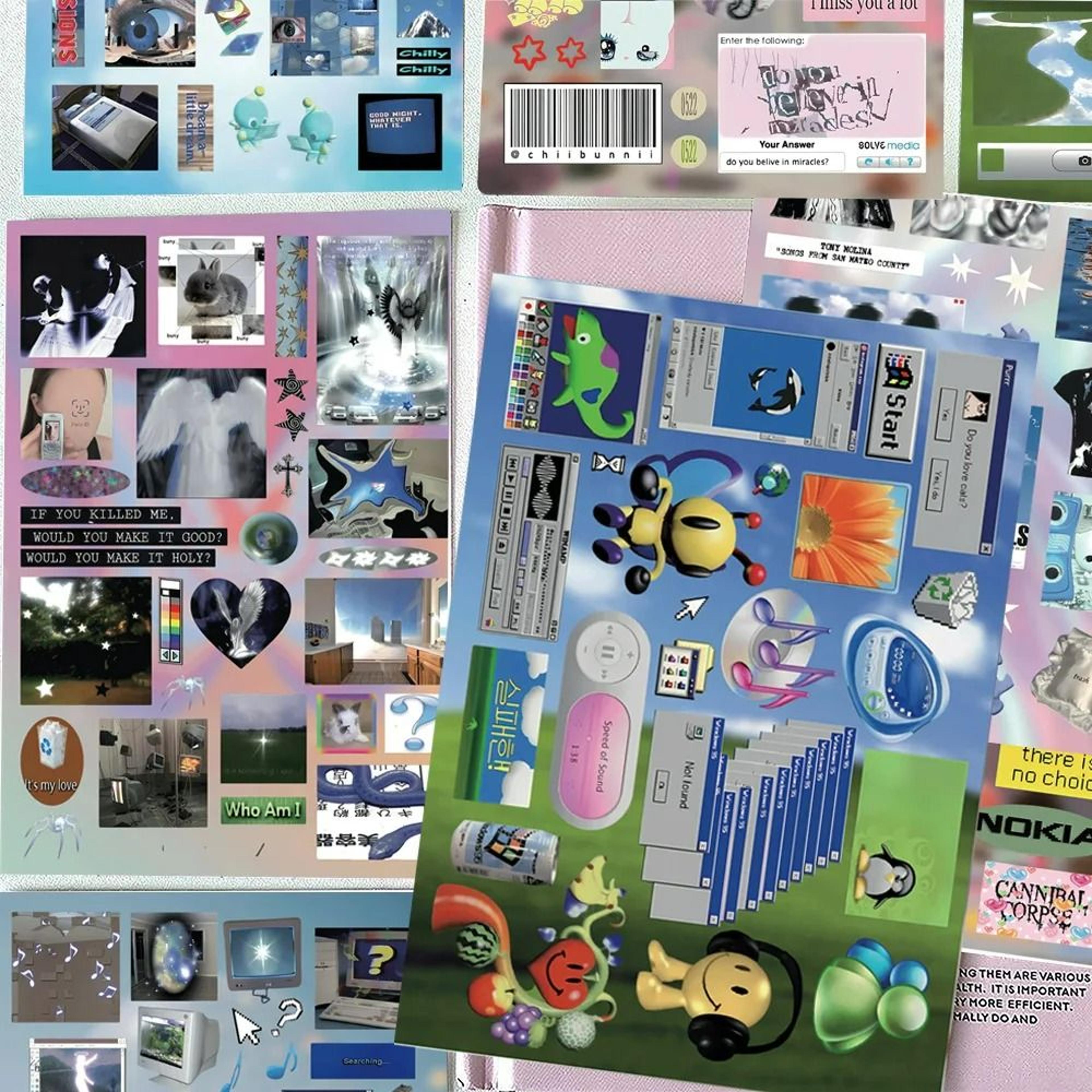 8-sheet retro digital dreamcore & weirdcore y2k sticker set