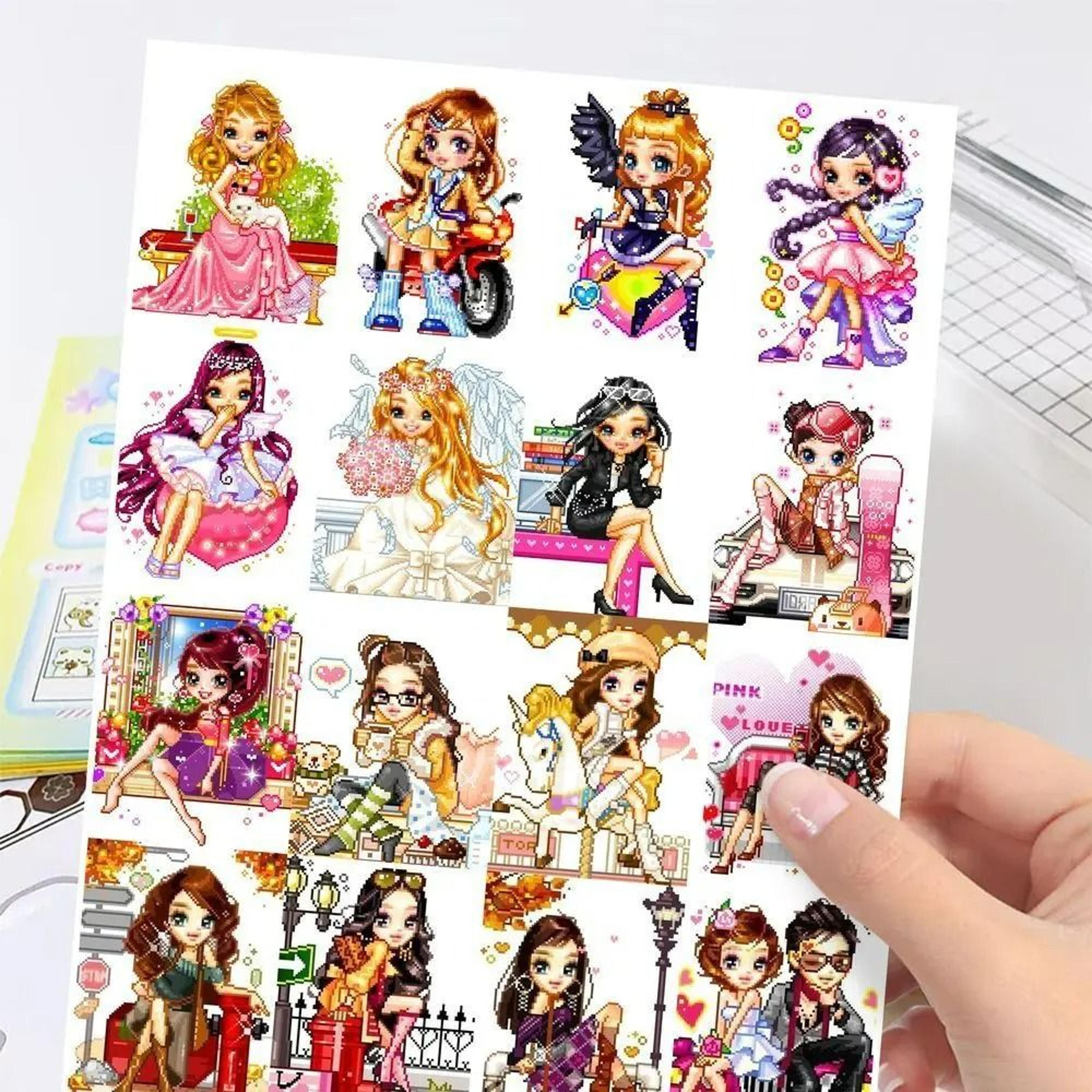 63-piece kawaii korean y2k retro pixel doll avatar sticker pack