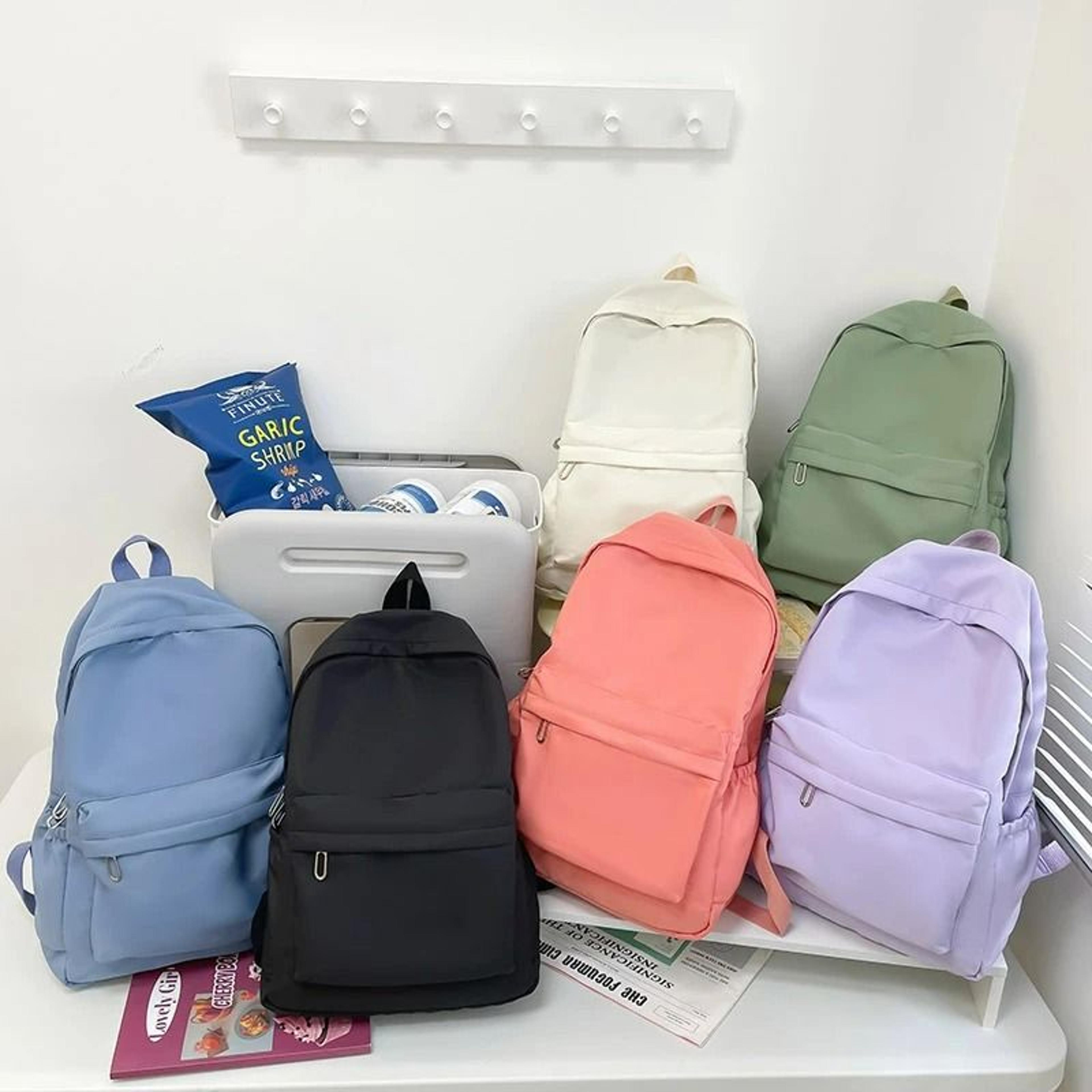 simple solid color casual lightweight backpack