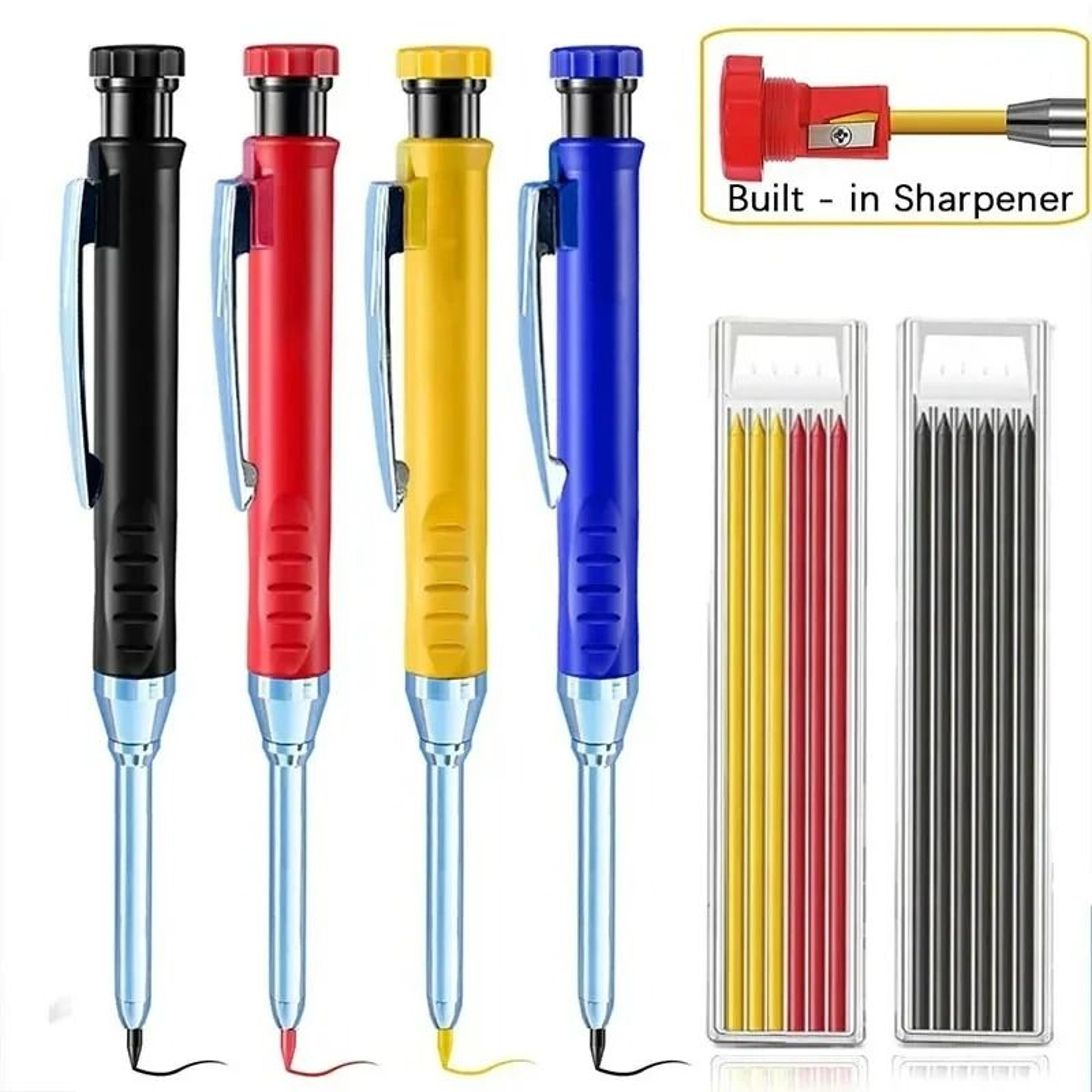 2-piece 2.8mm solid carpenter mechanical pencil set with built-in sharpeners