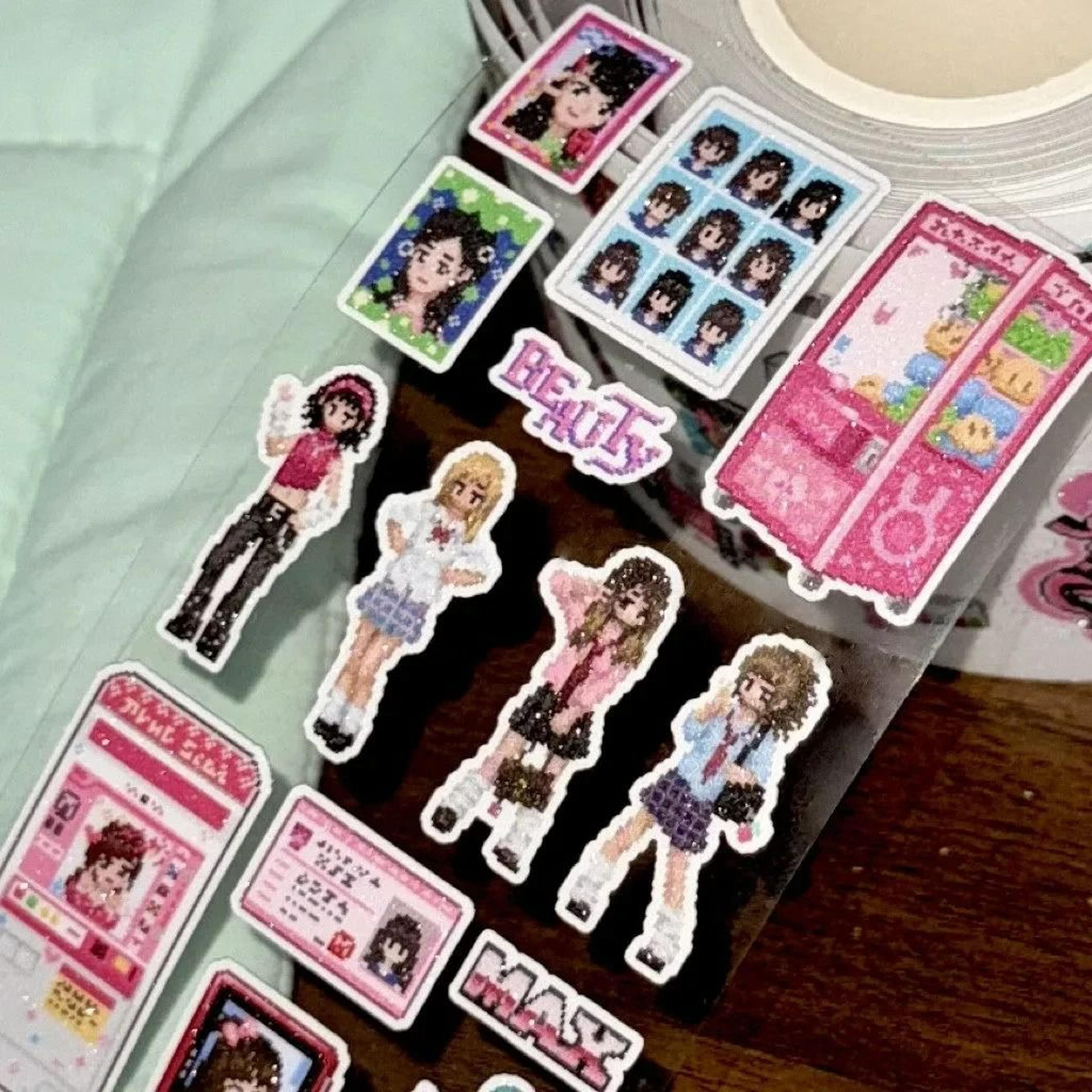 kawaii retro y2k shibuya hottie showa pixel die-cut sticker tape