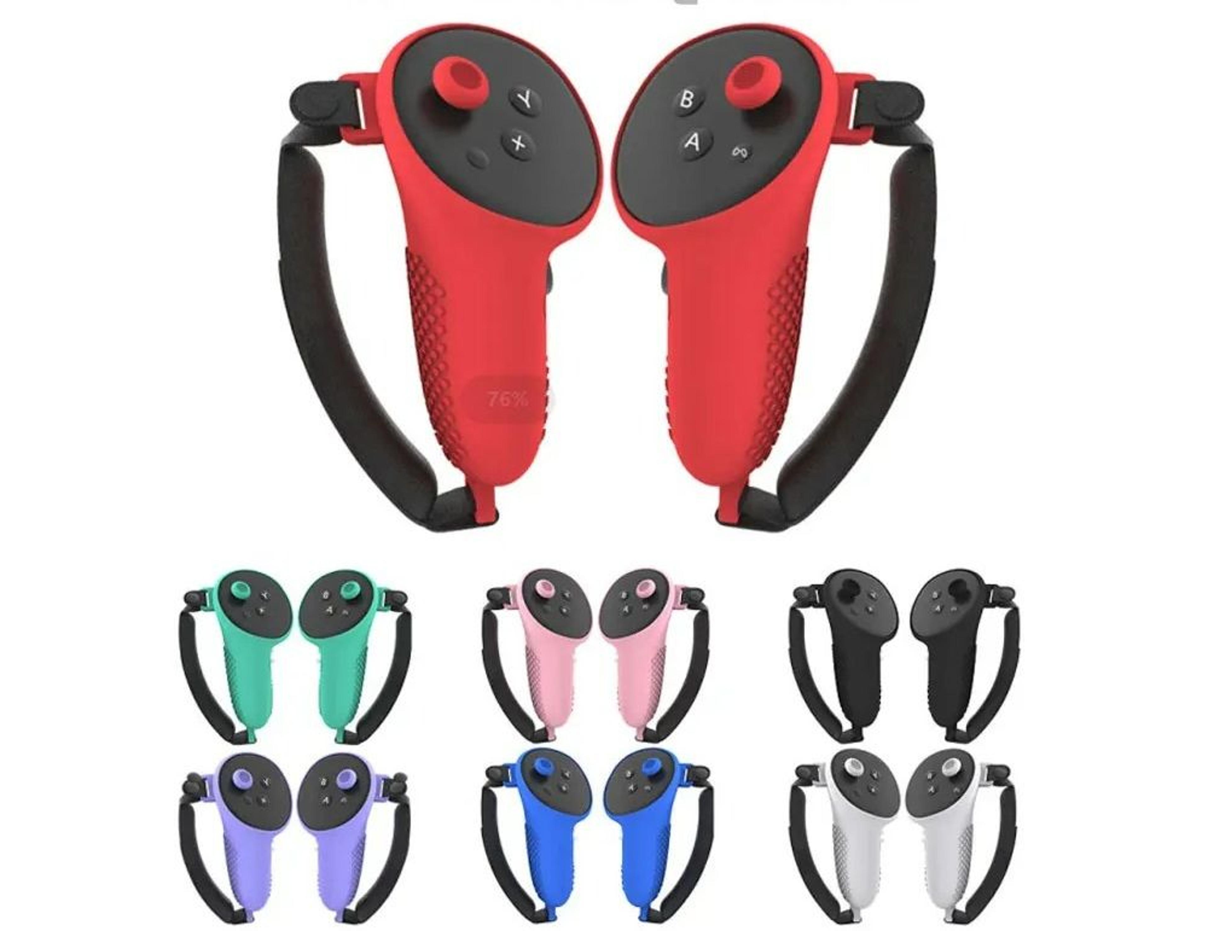 anti-skid silicone controller grip covers with adjustable knuckle straps for meta quest 3s & quest 3