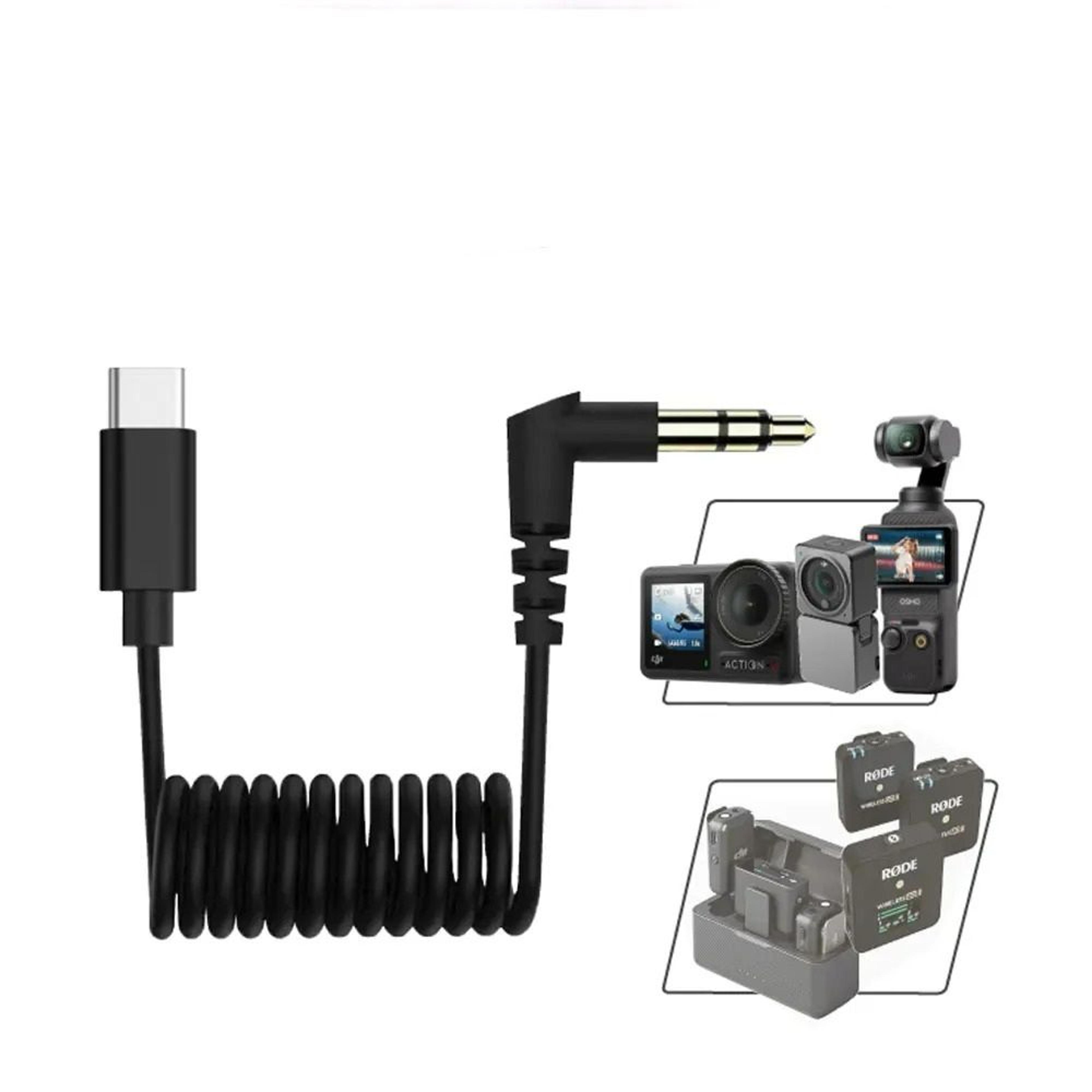 type-c to 3.5mm external microphone audio cable adapter for dji osmo pocket 3 & action 4 / 3