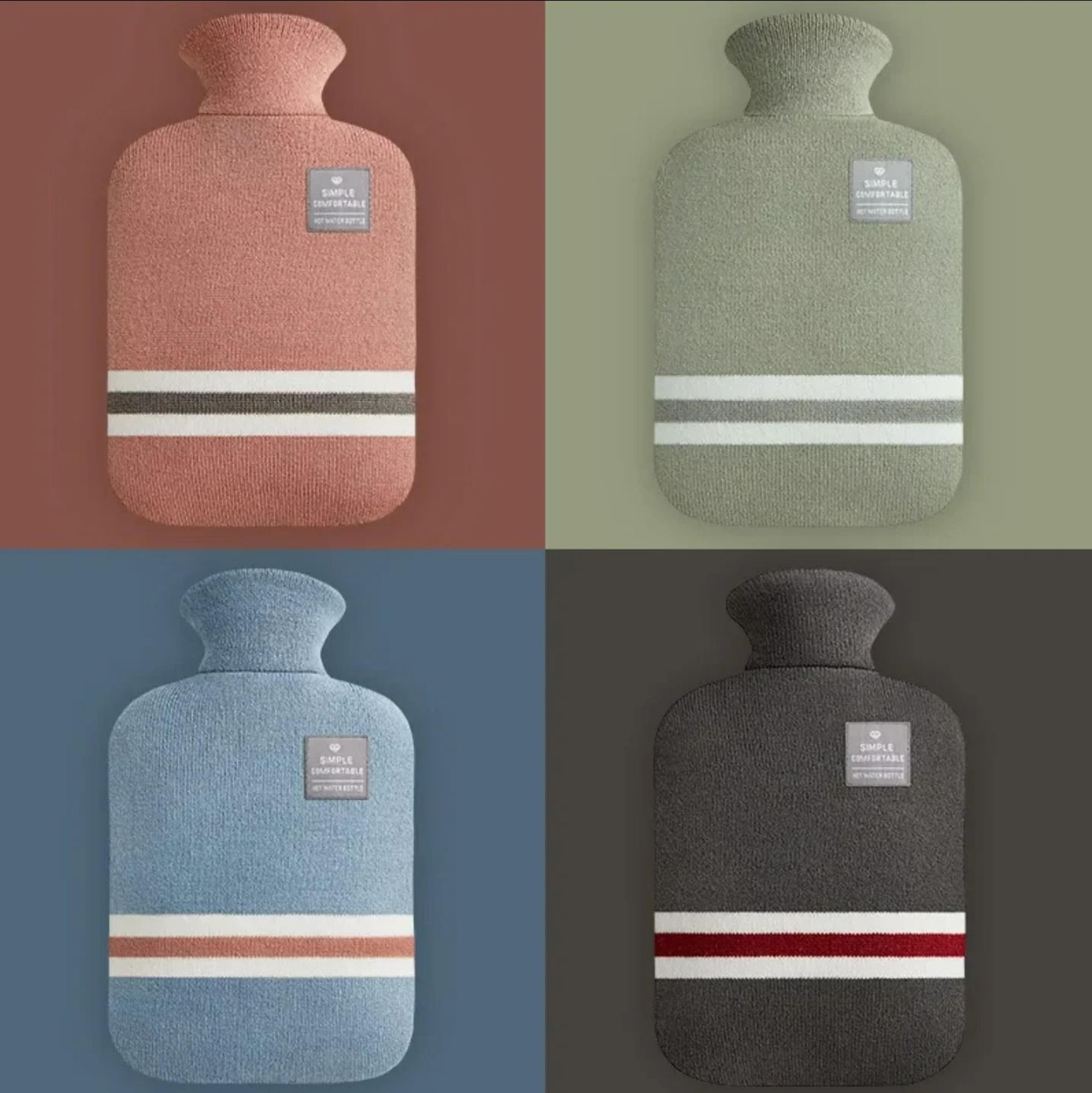 silicone hot water bottle bag with plush shoulder strap cover