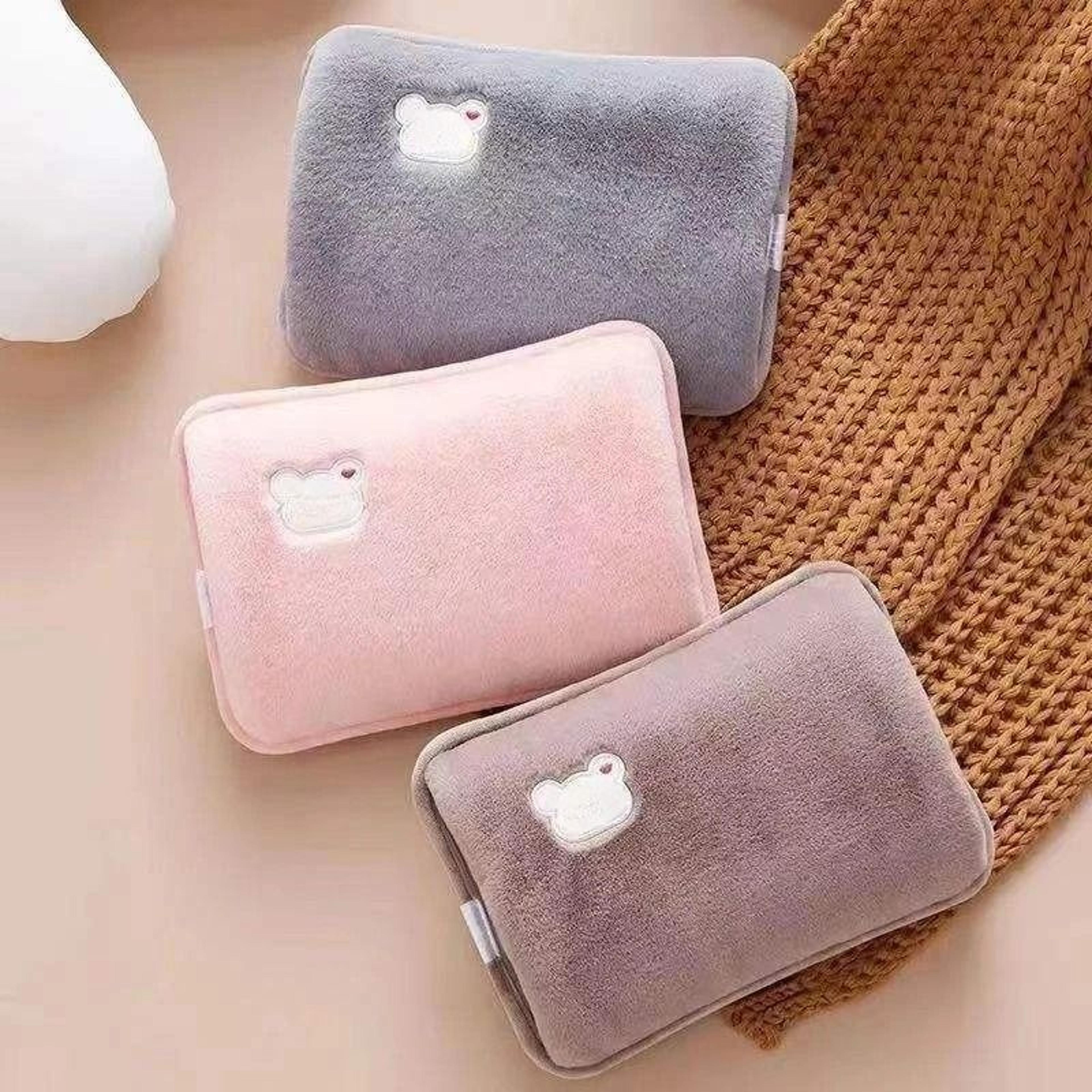 portable rechargeable electric hot water bottle with soft plush cover