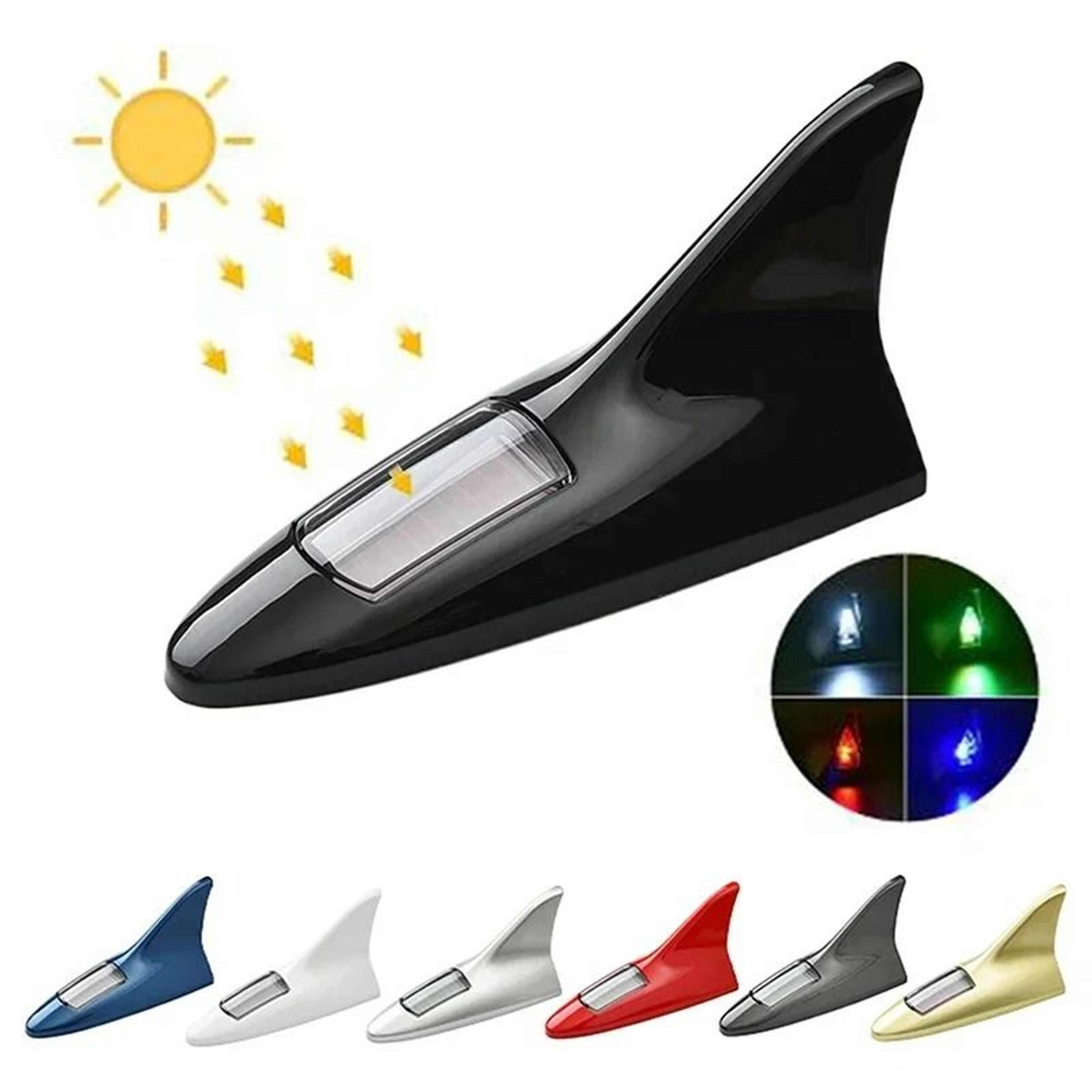 universal solar led lighted car shark fin antenna & roof tail warning light