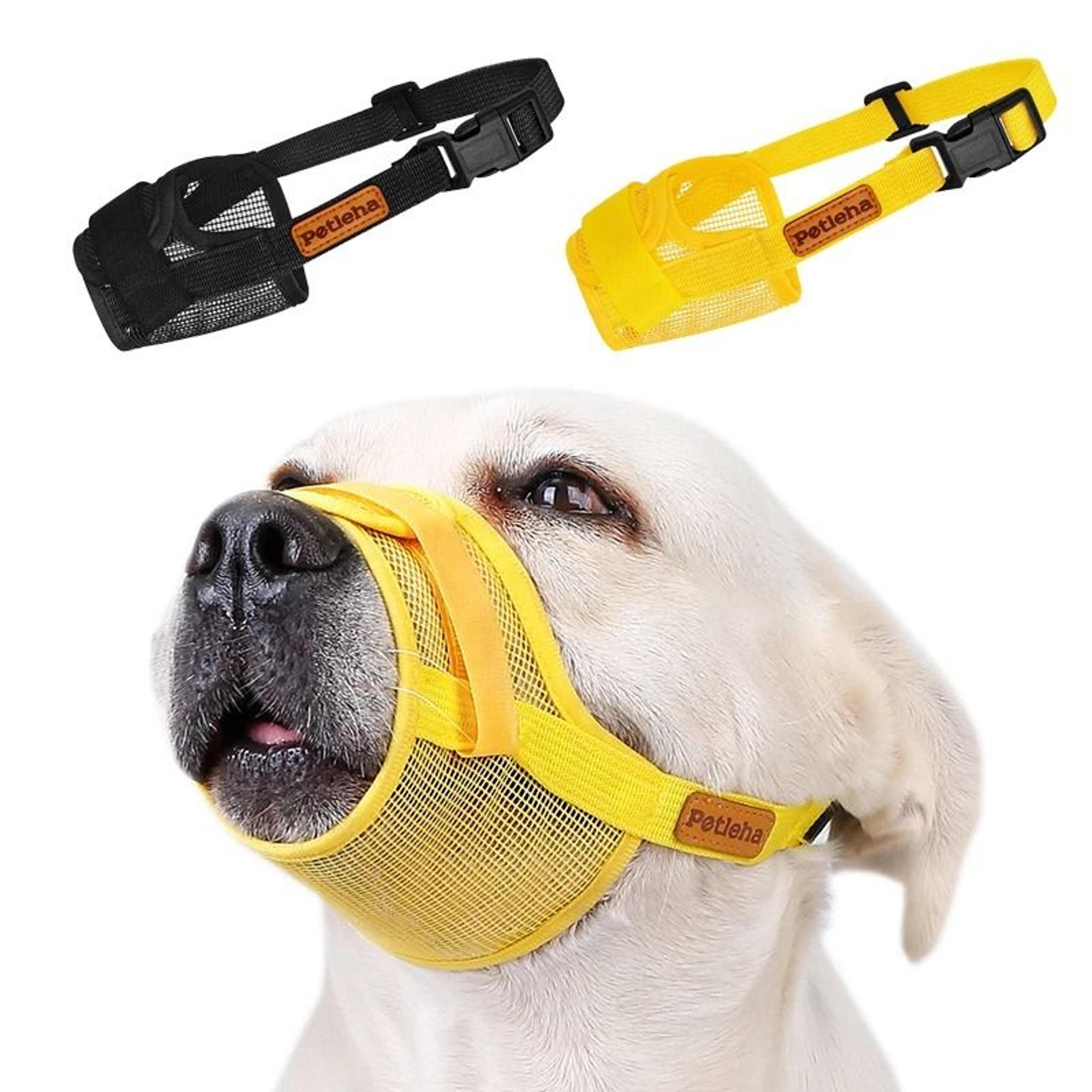 safe pet breathable nylon mesh adjustable dog muzzle & scarf