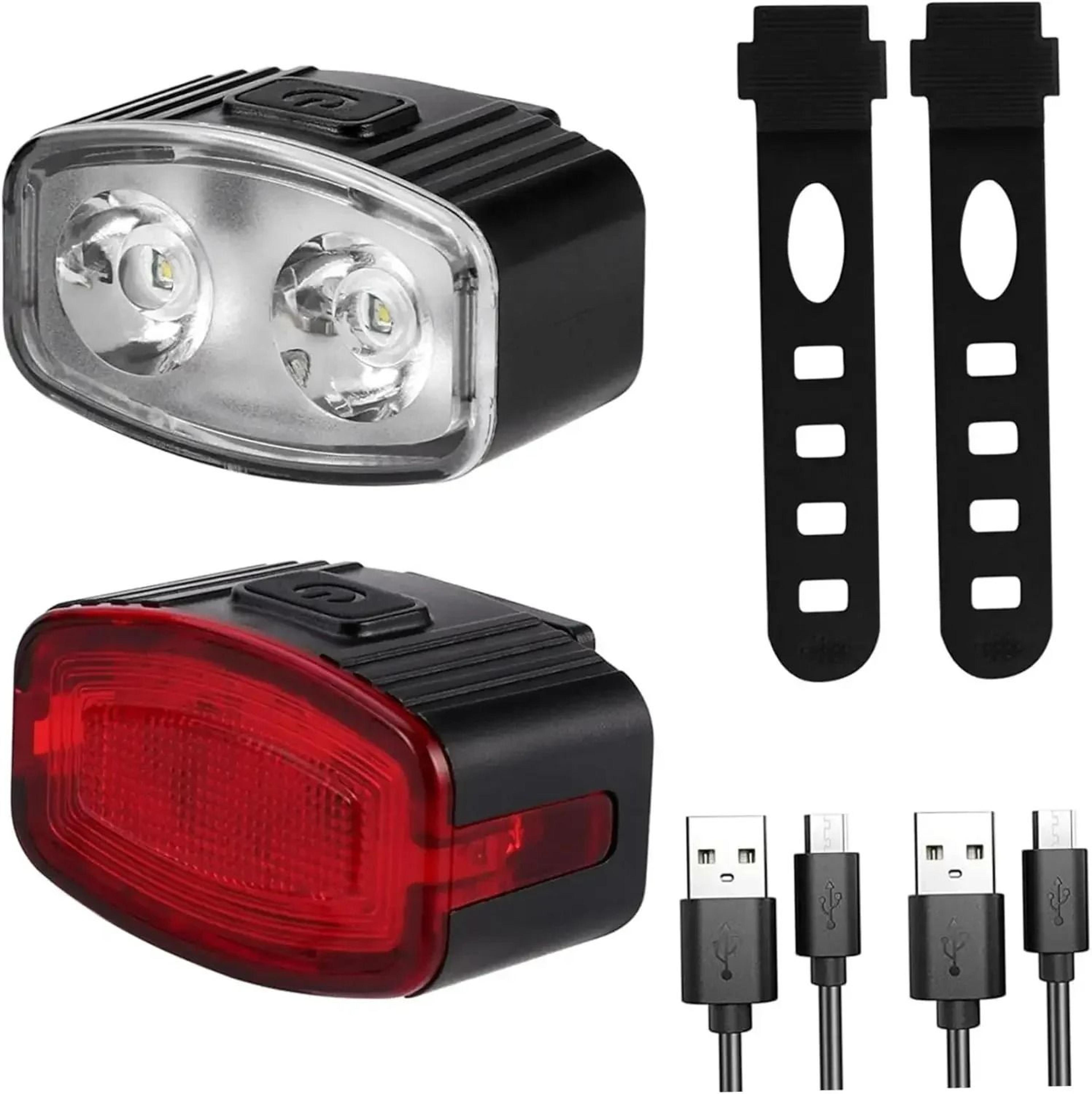 usb rechargeable waterproof led bicycle headlight & taillight set