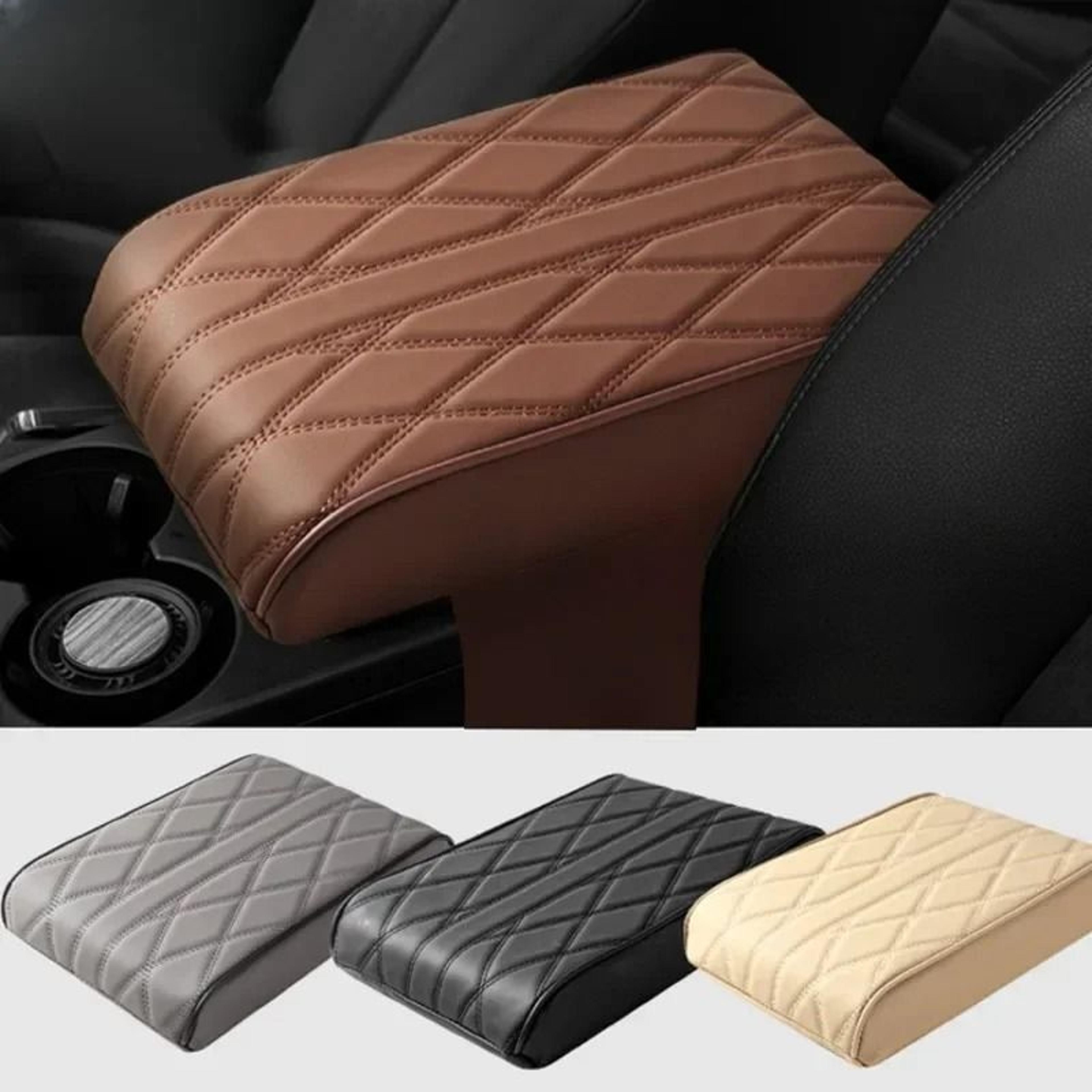 pu leather wave-embroidered car center console armrest protection cushion pad
