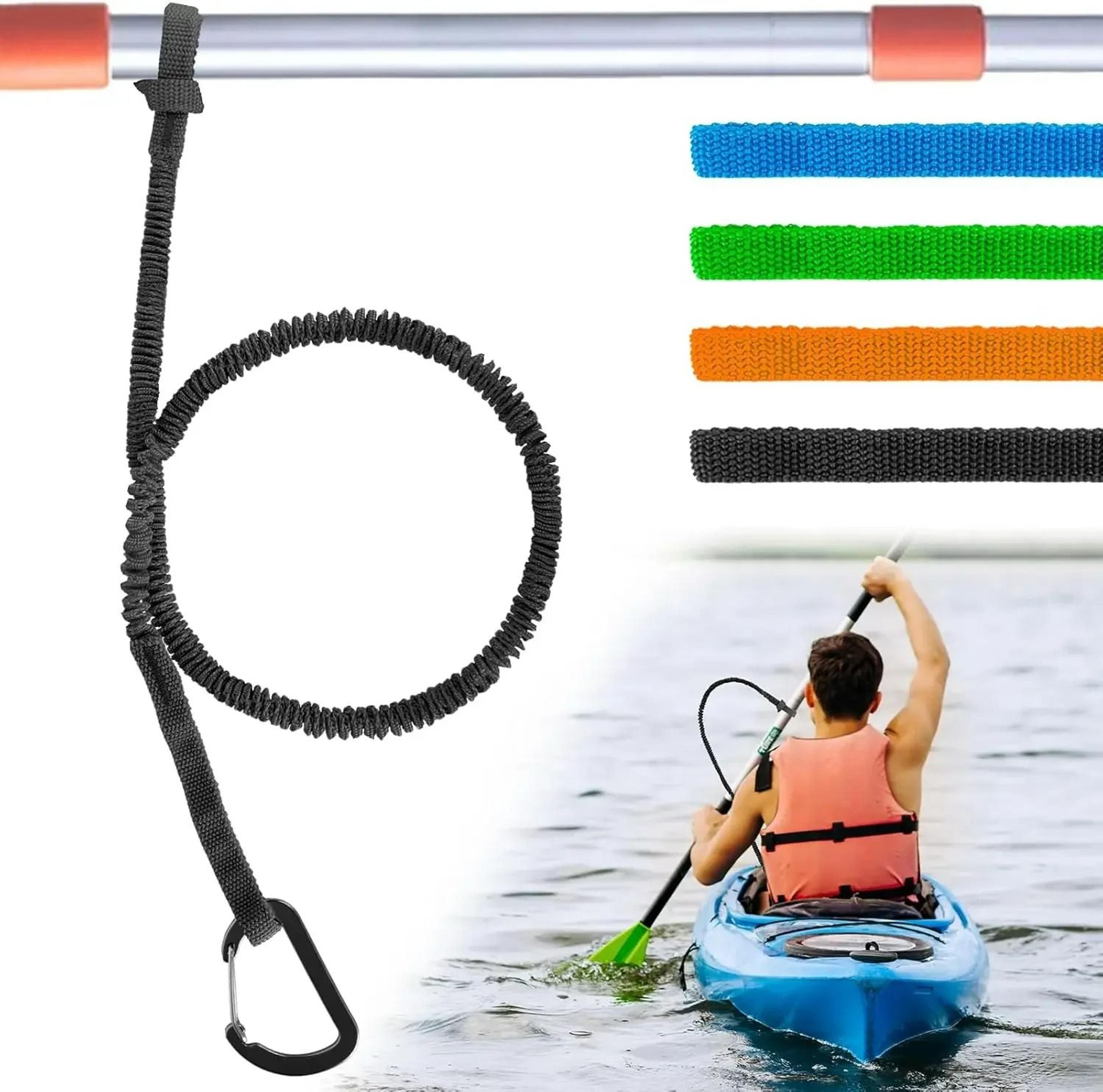 elastic retractable kayak paddle leash & safety traction lanyard