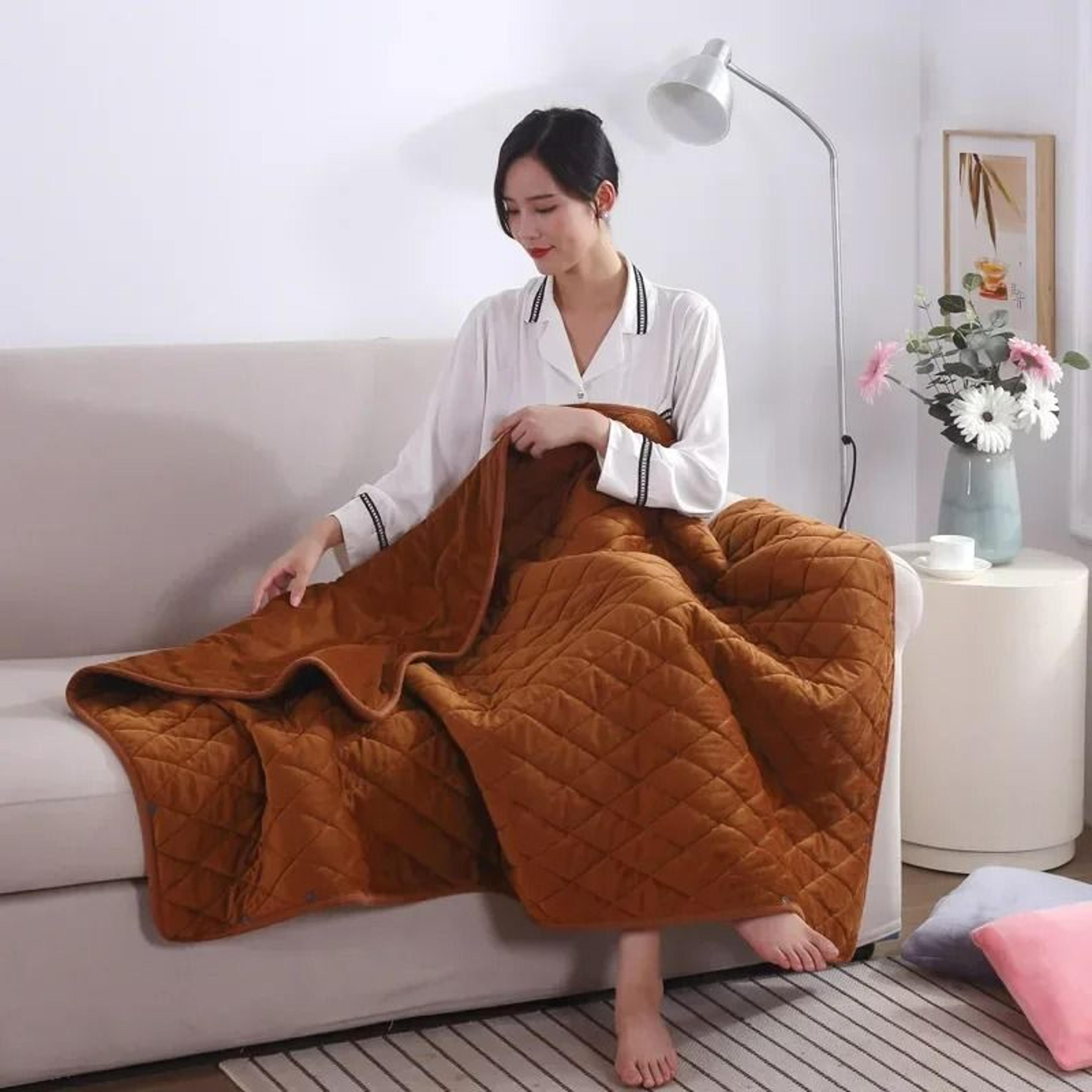 portable usb electric heated throw blanket & wearable warm shawl