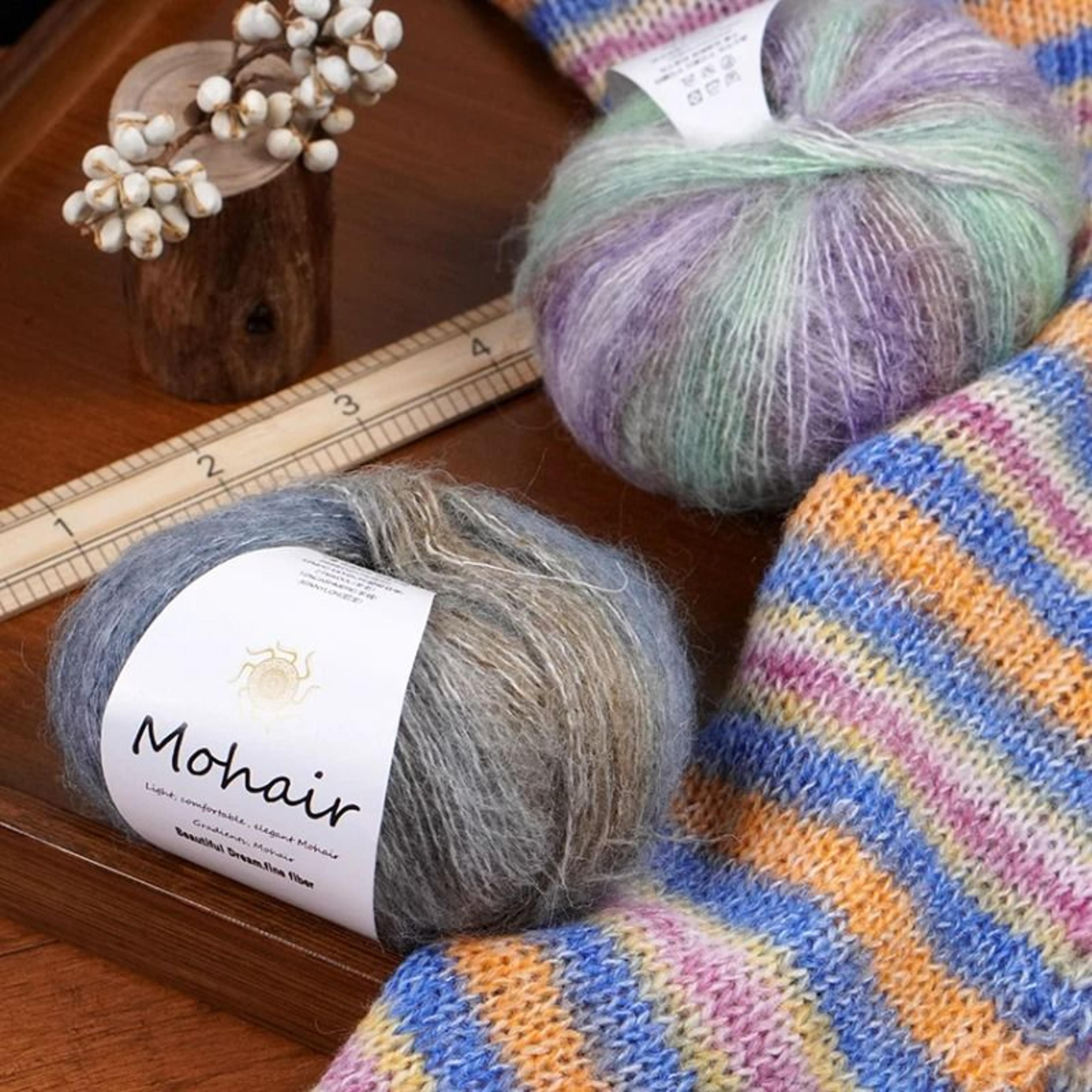0.44 lb gradient colored mohair yarn pack (8 skeins)