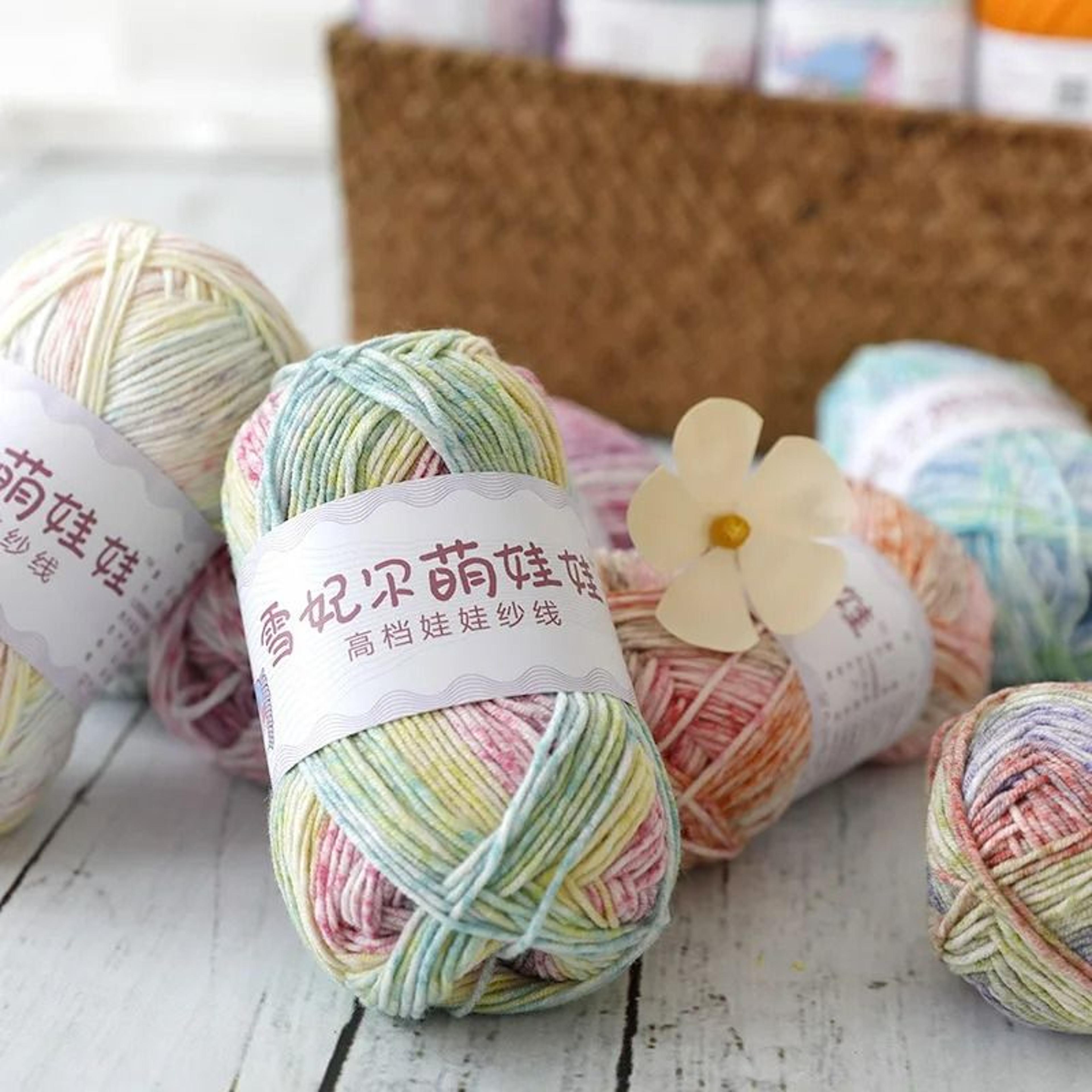 0.09 lb rainbow spray milk cotton segment-dyed yarn (142 yards)