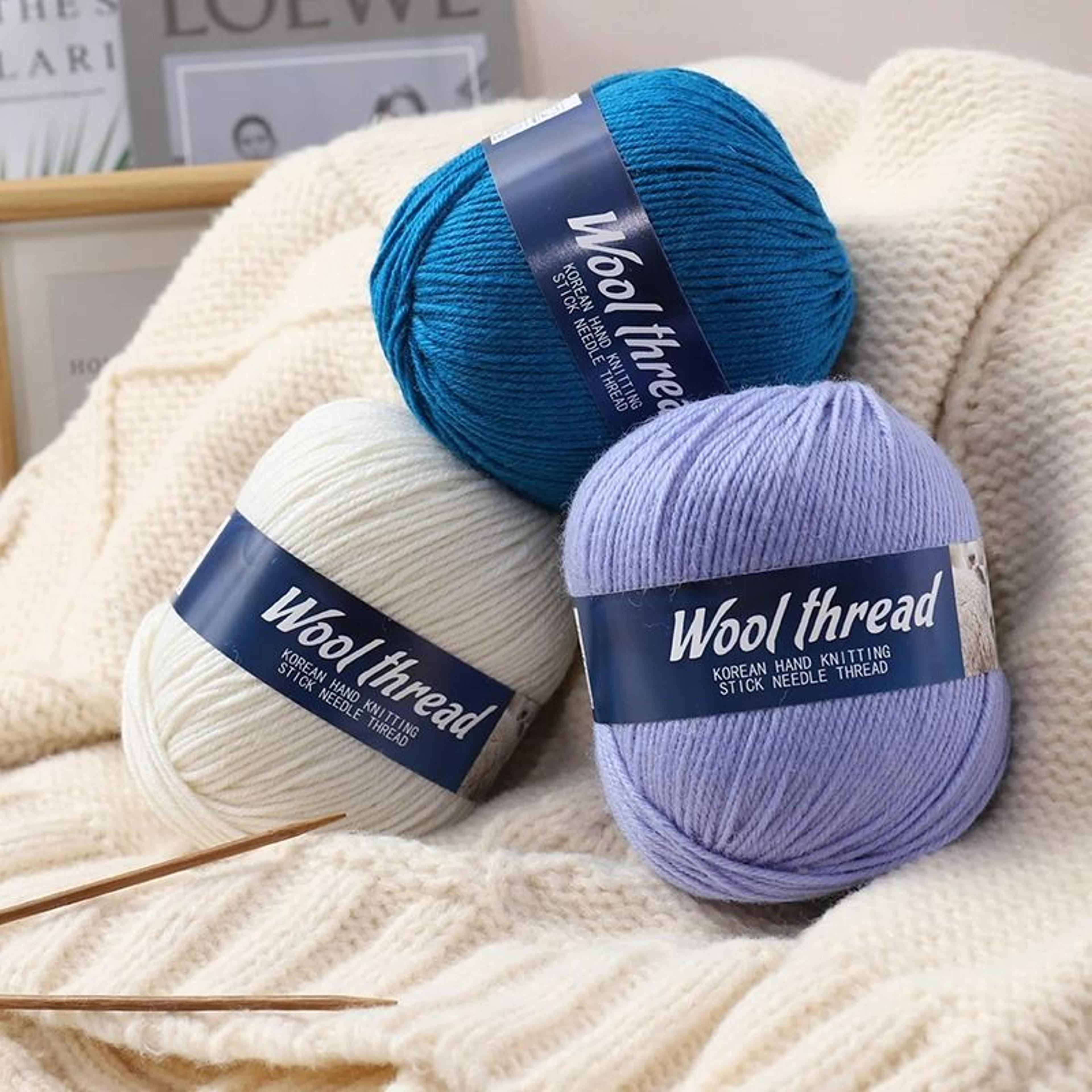 1.1 lb fine sheep wool hand-knitting yarn set (6 pieces)