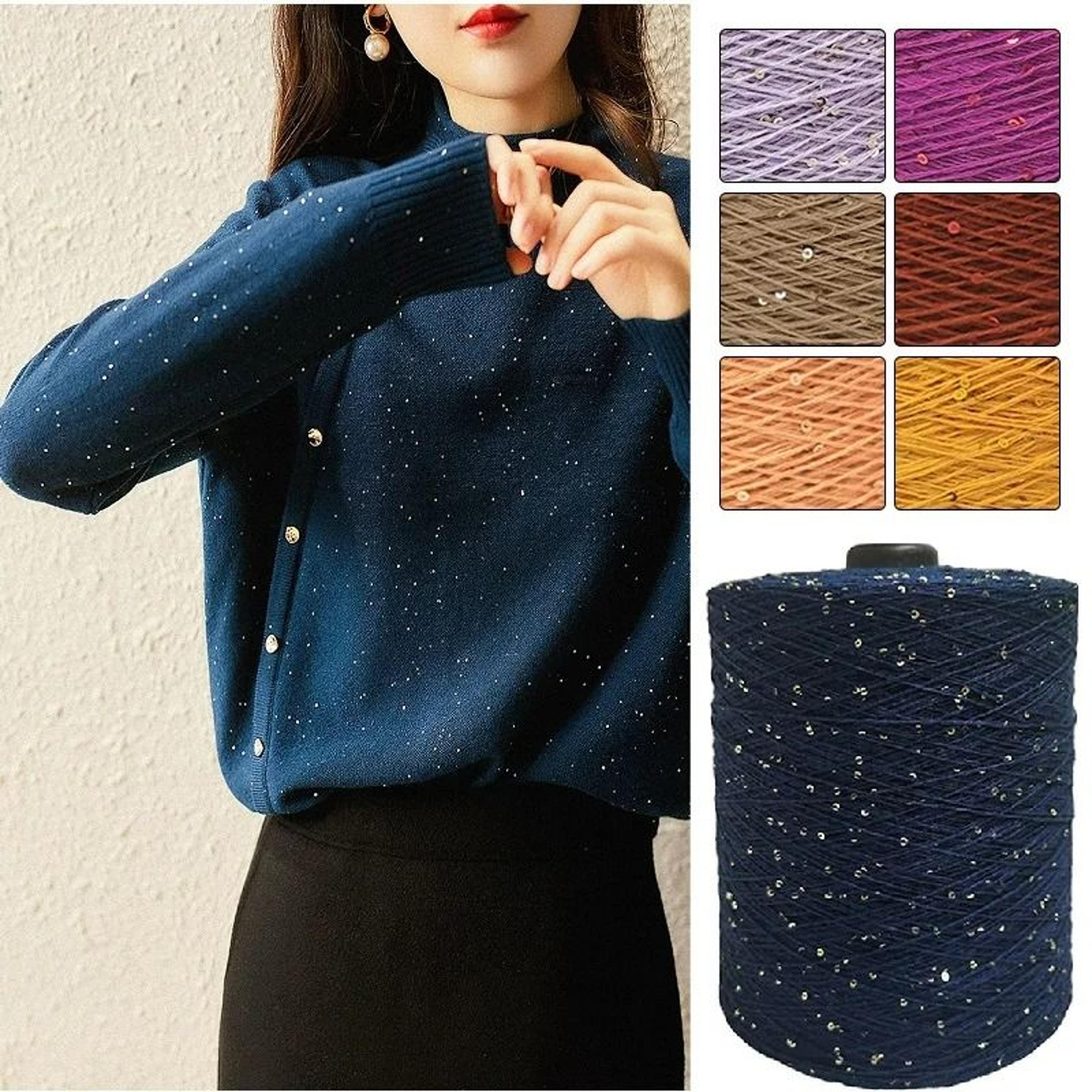 0.11 lb cotton & 2 mm sequin knitting yarn