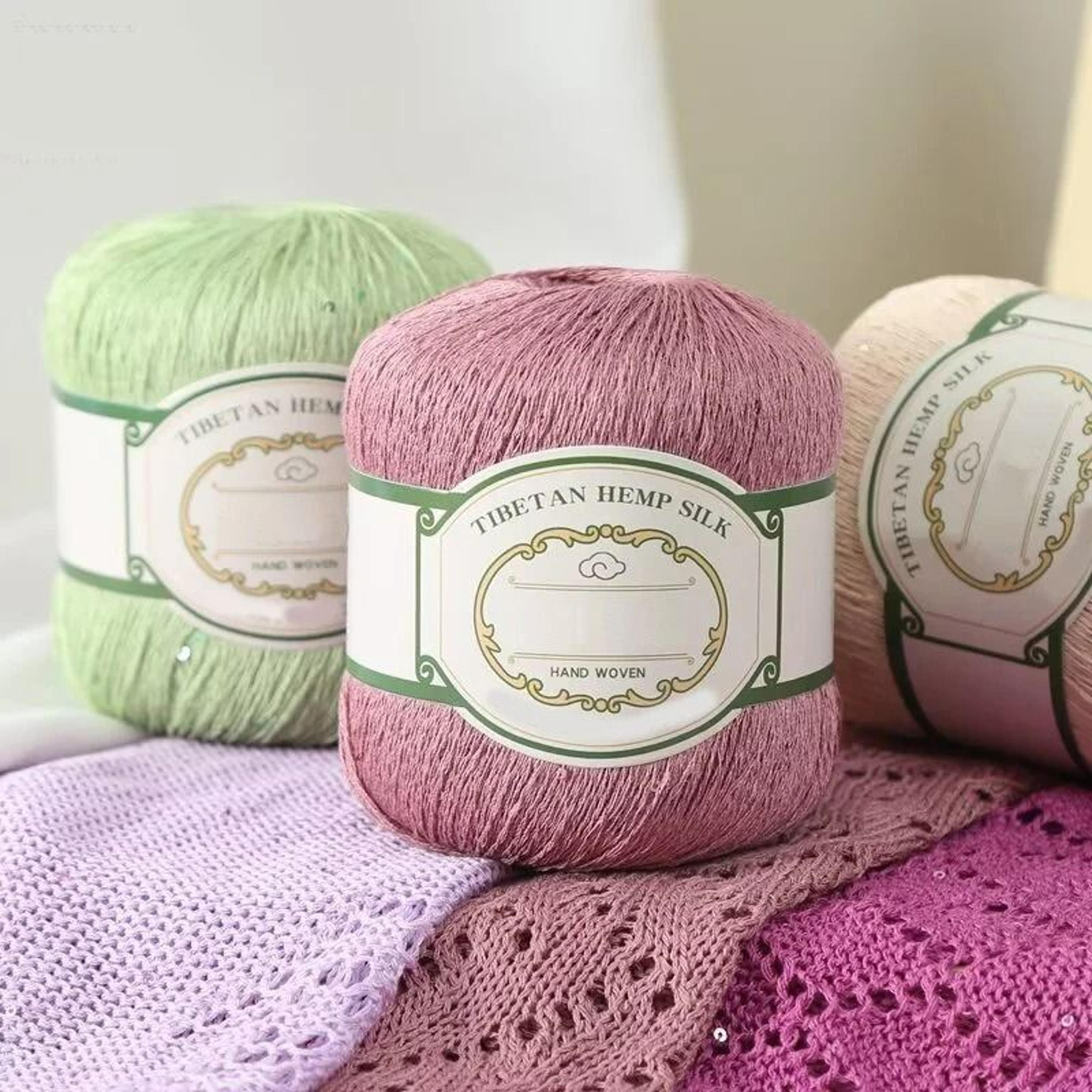 0.44 lb cotton linen lace yarn with sequins