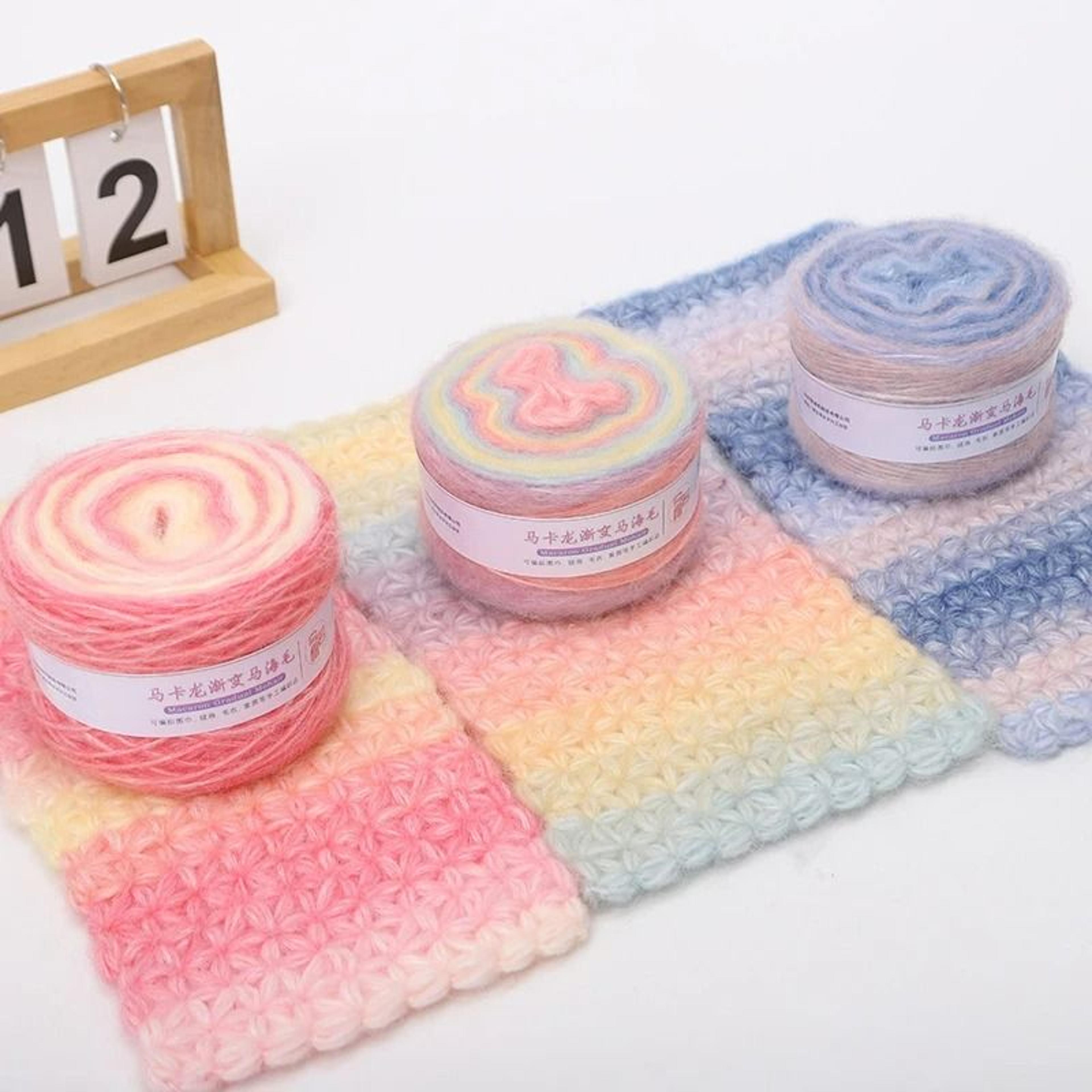 rainbow gradient mohair yarn for crochet sweaters & jackets