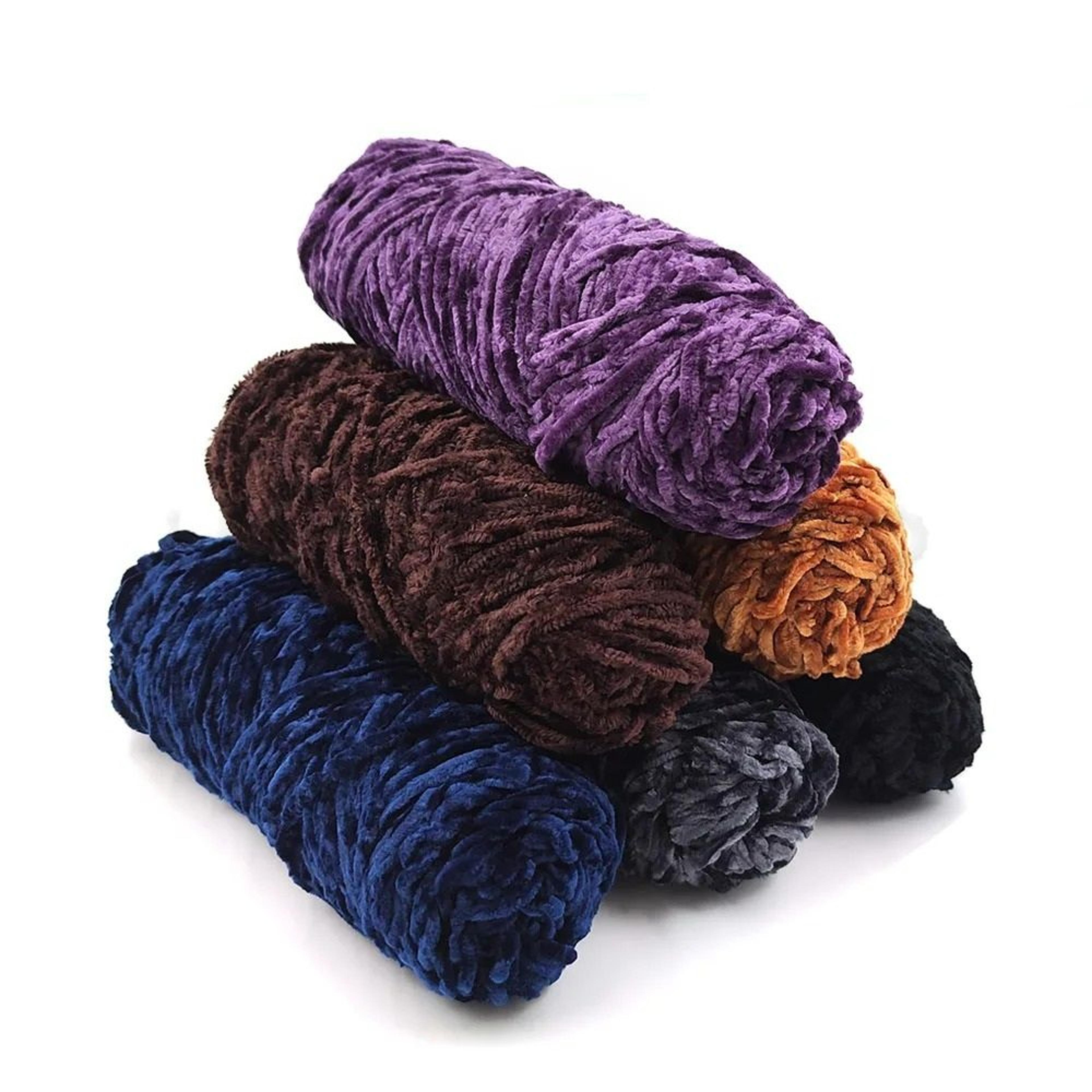 soft velvet chenille yarn for scarf, sweater & crochet crafts