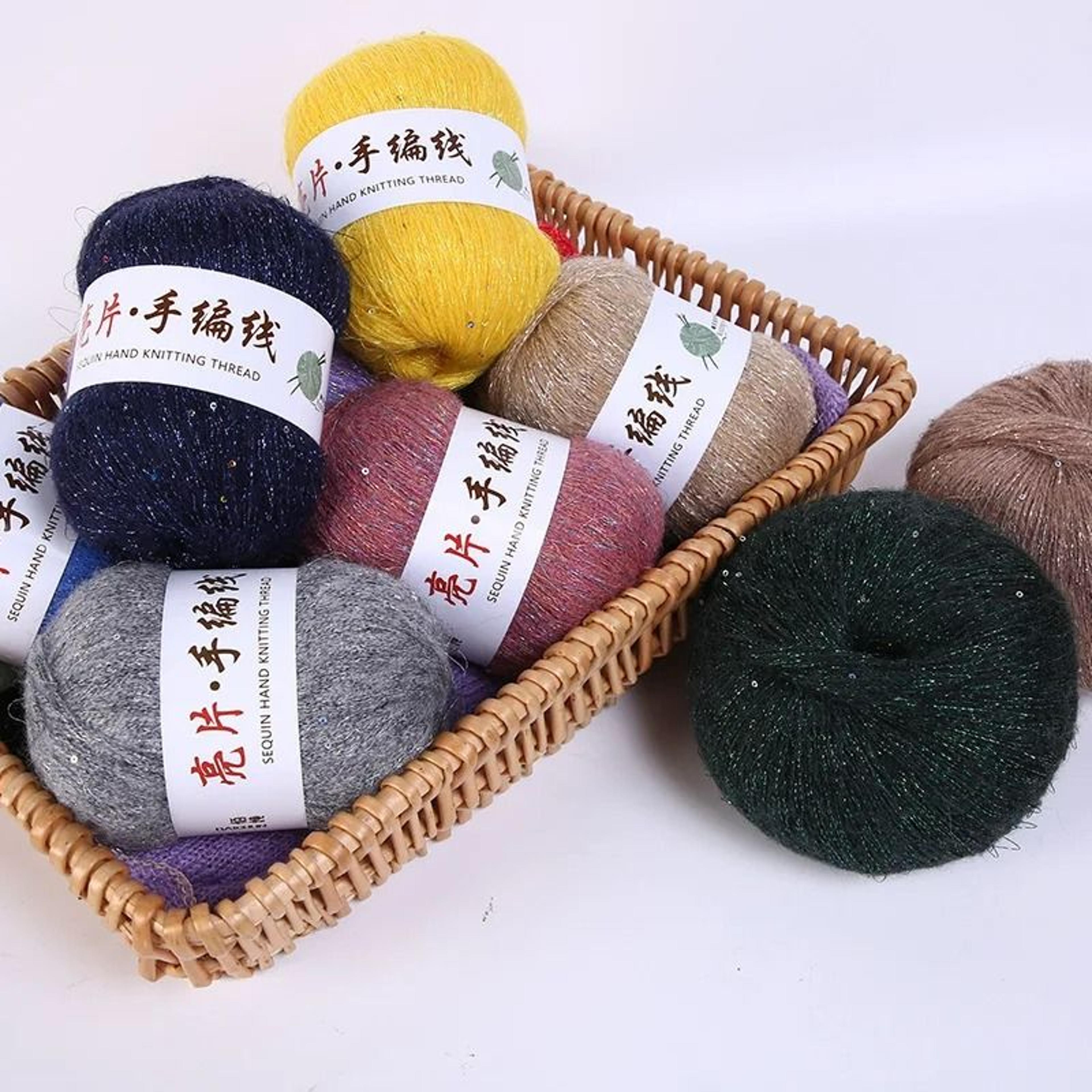 plush sequin mohair wool yarn for sweaters, blankets & diy dolls