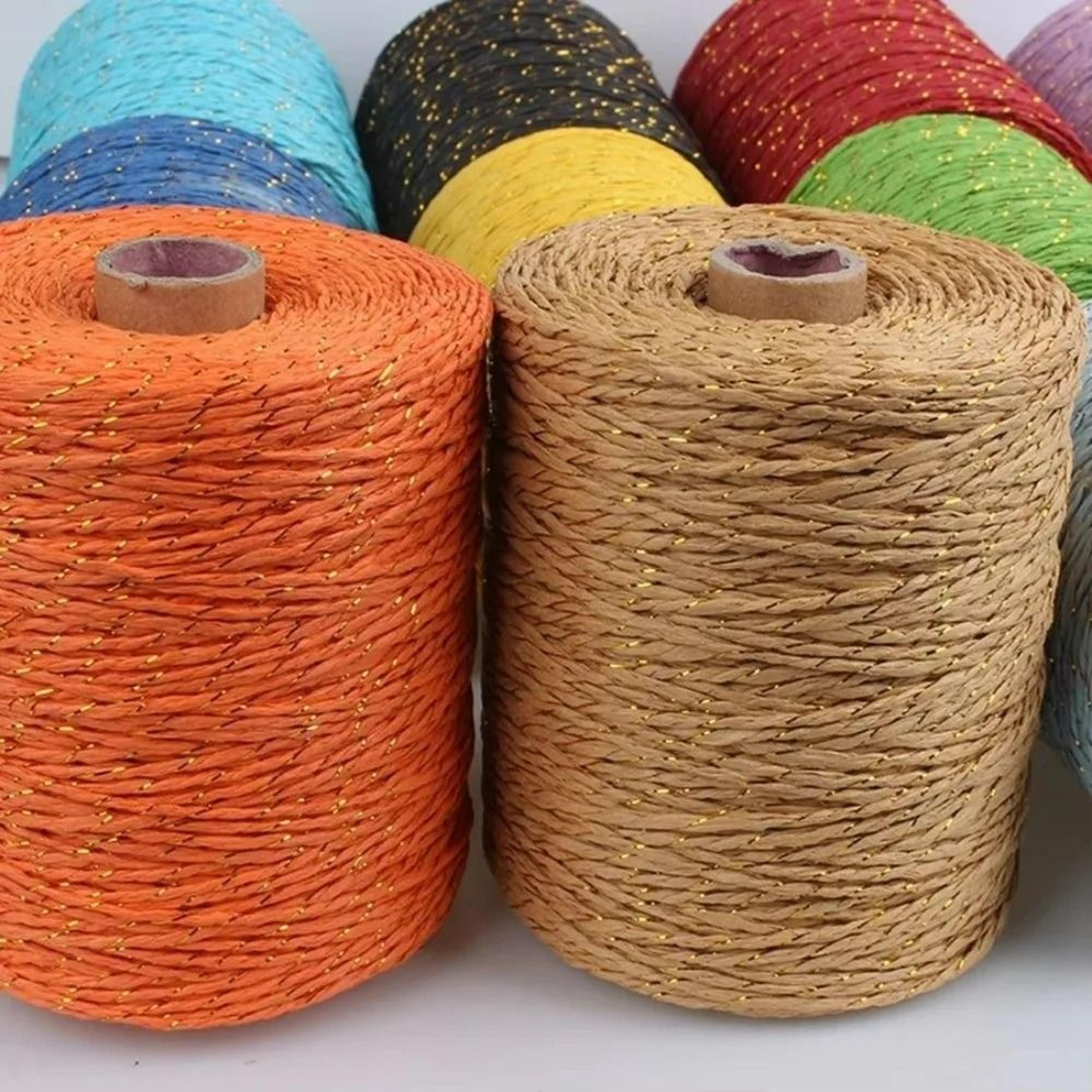 gold-thread raffia paper yarn for crochet & home decor