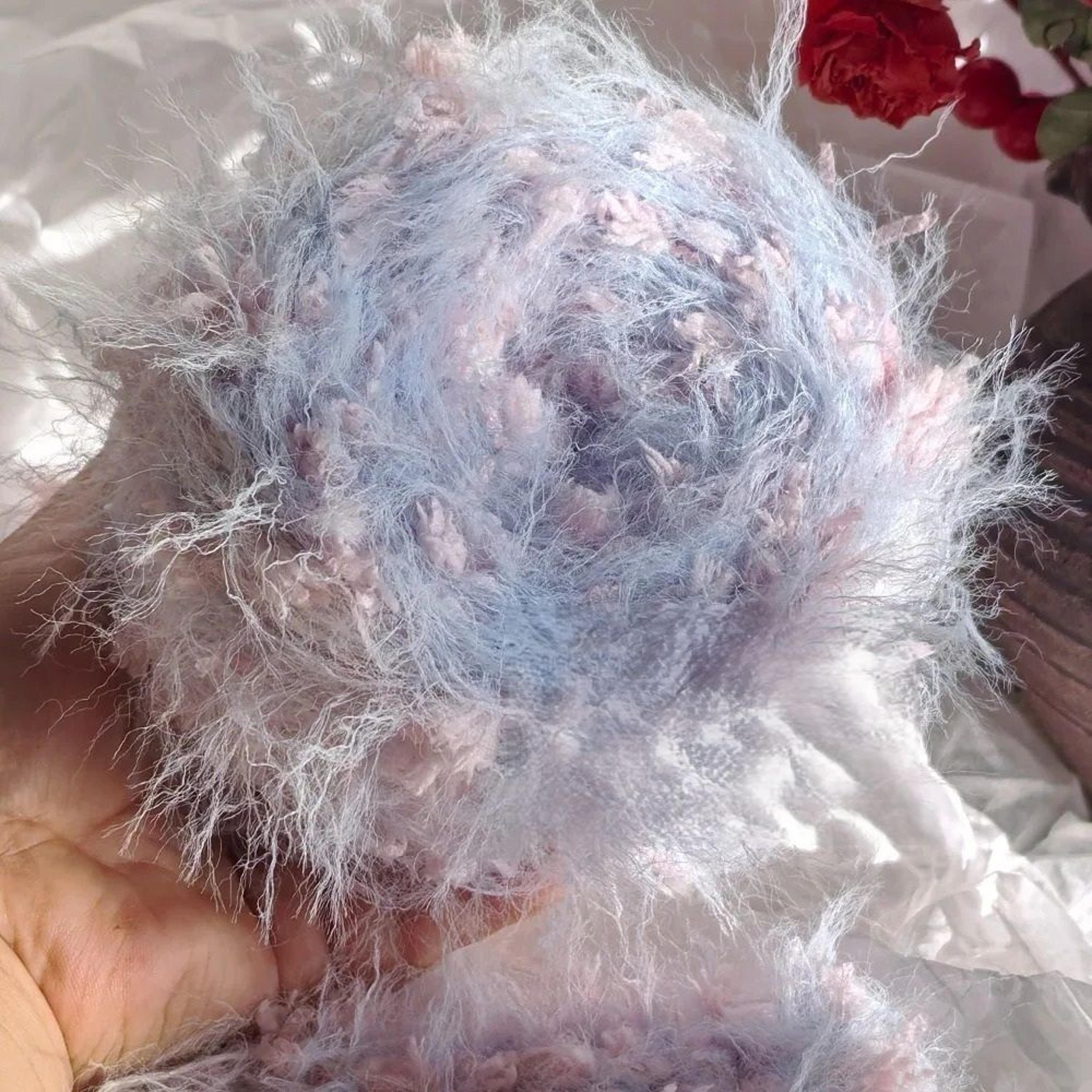 lavender fluff hand-mixed textured yarn for scarves, hats & crafts