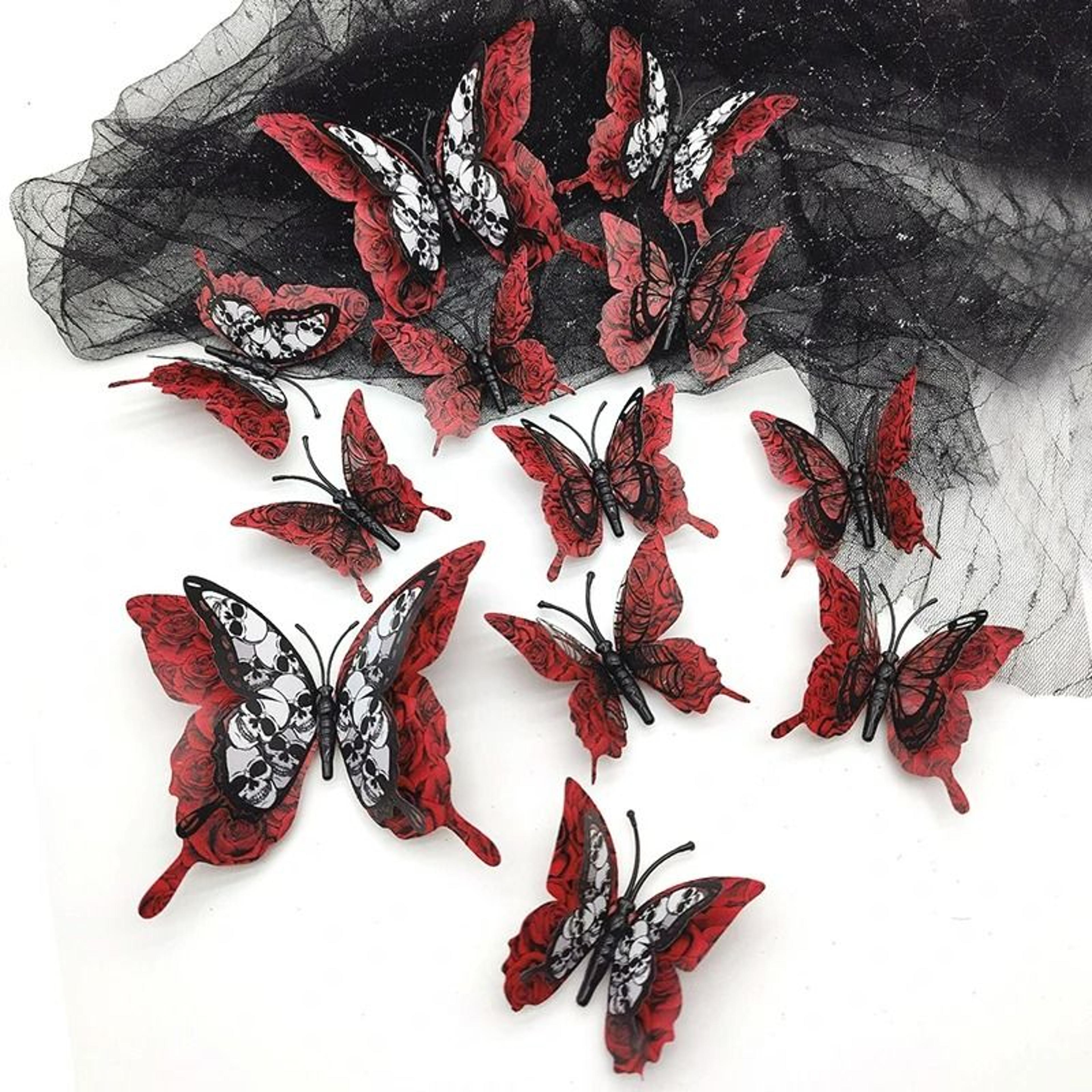 12pcs 3d blood rose butterfly wall stickers for halloween party decor