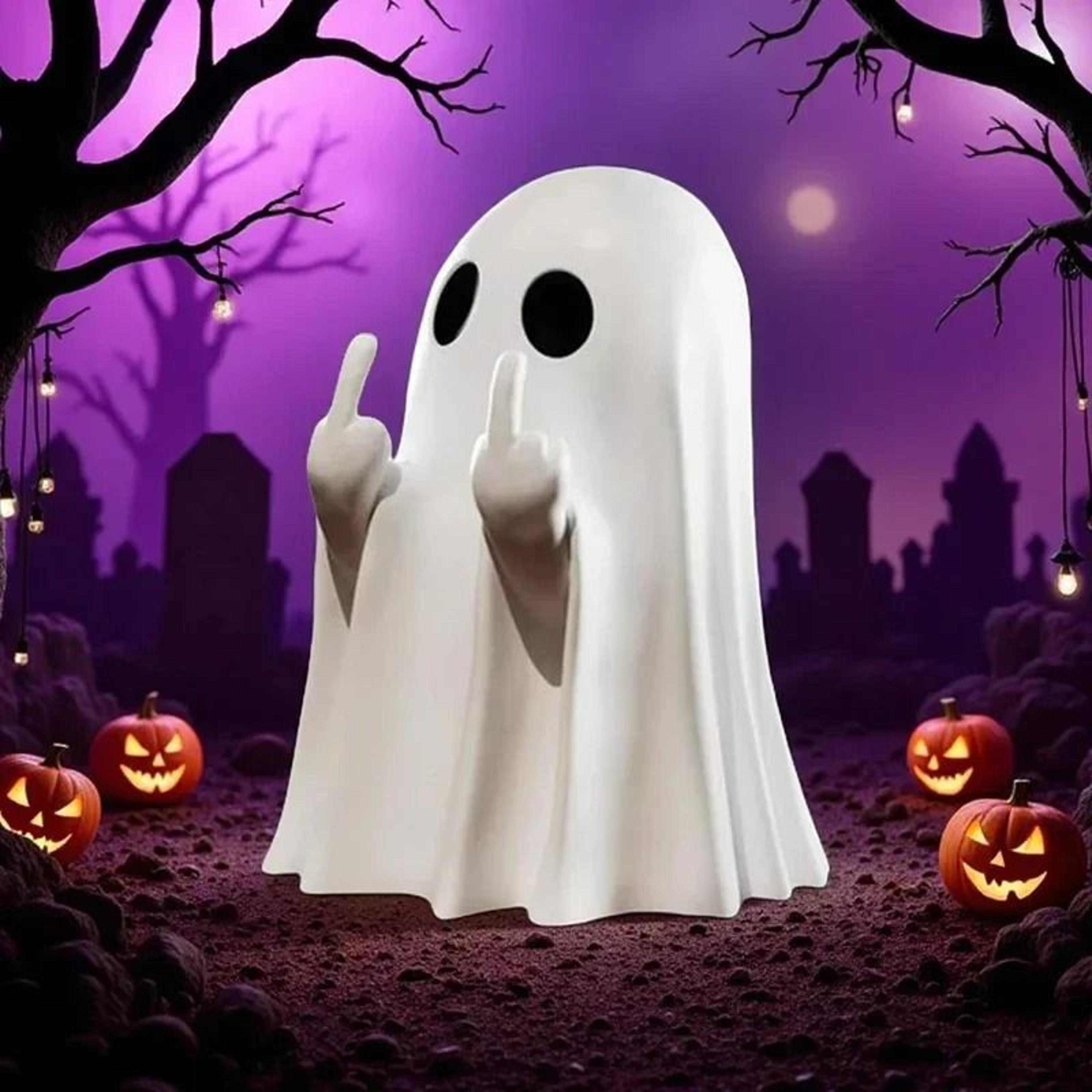 halloween middle finger ghost statue for home & coffee table decor